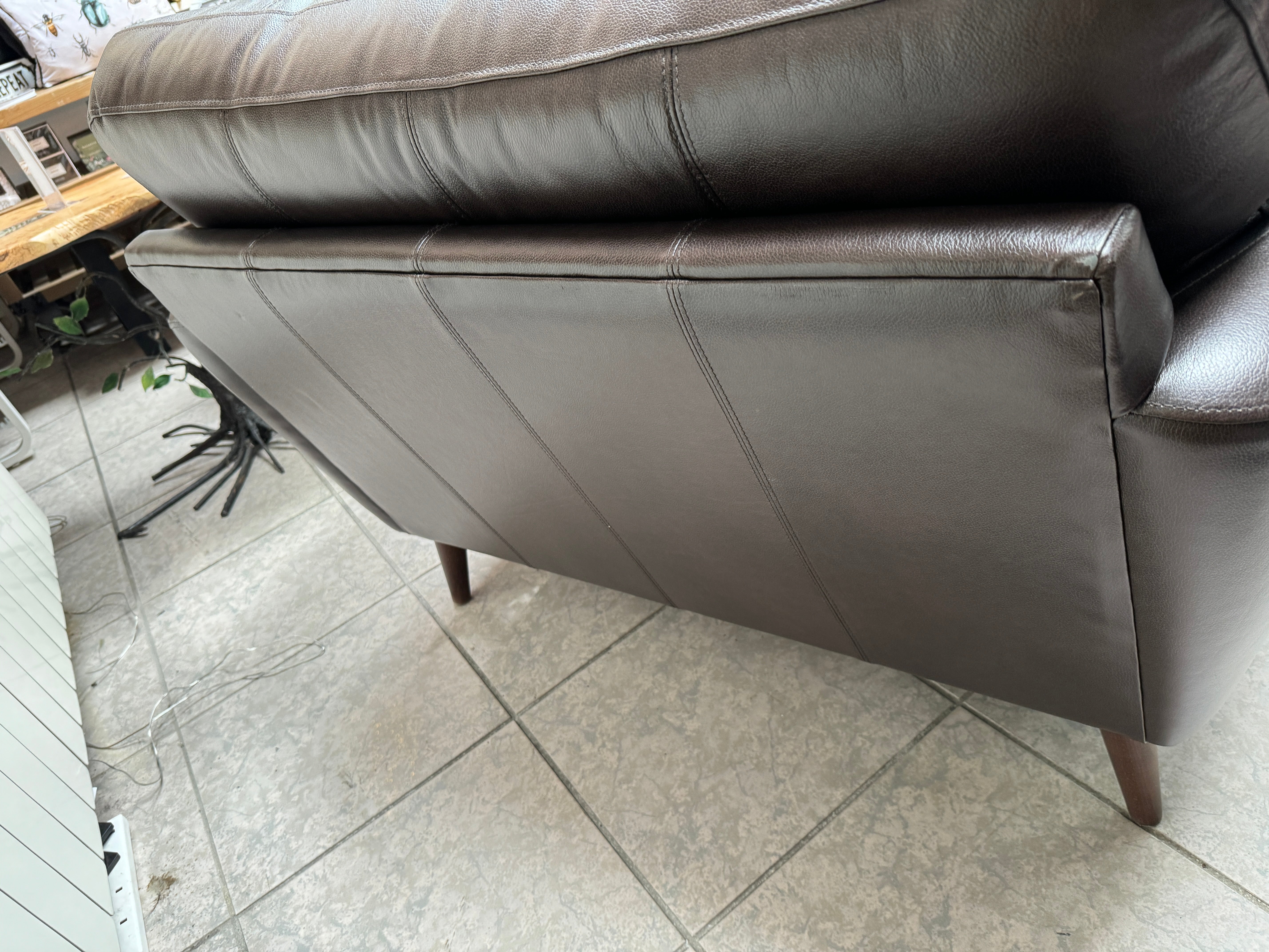 DALSTON standard back loveseat in dark brown leather