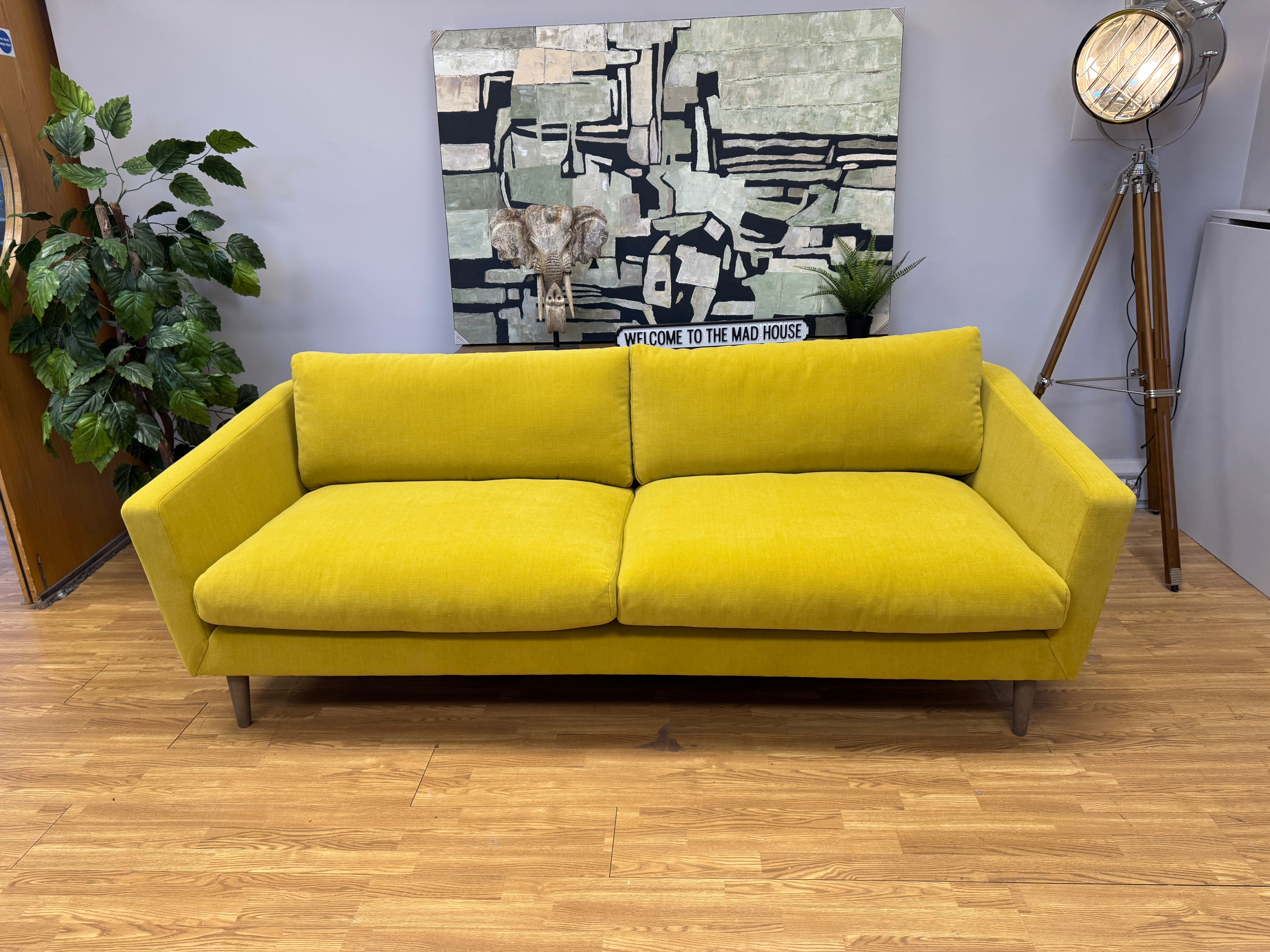 Dorsey large 4 seater sofa in sunny yellow premium velvet