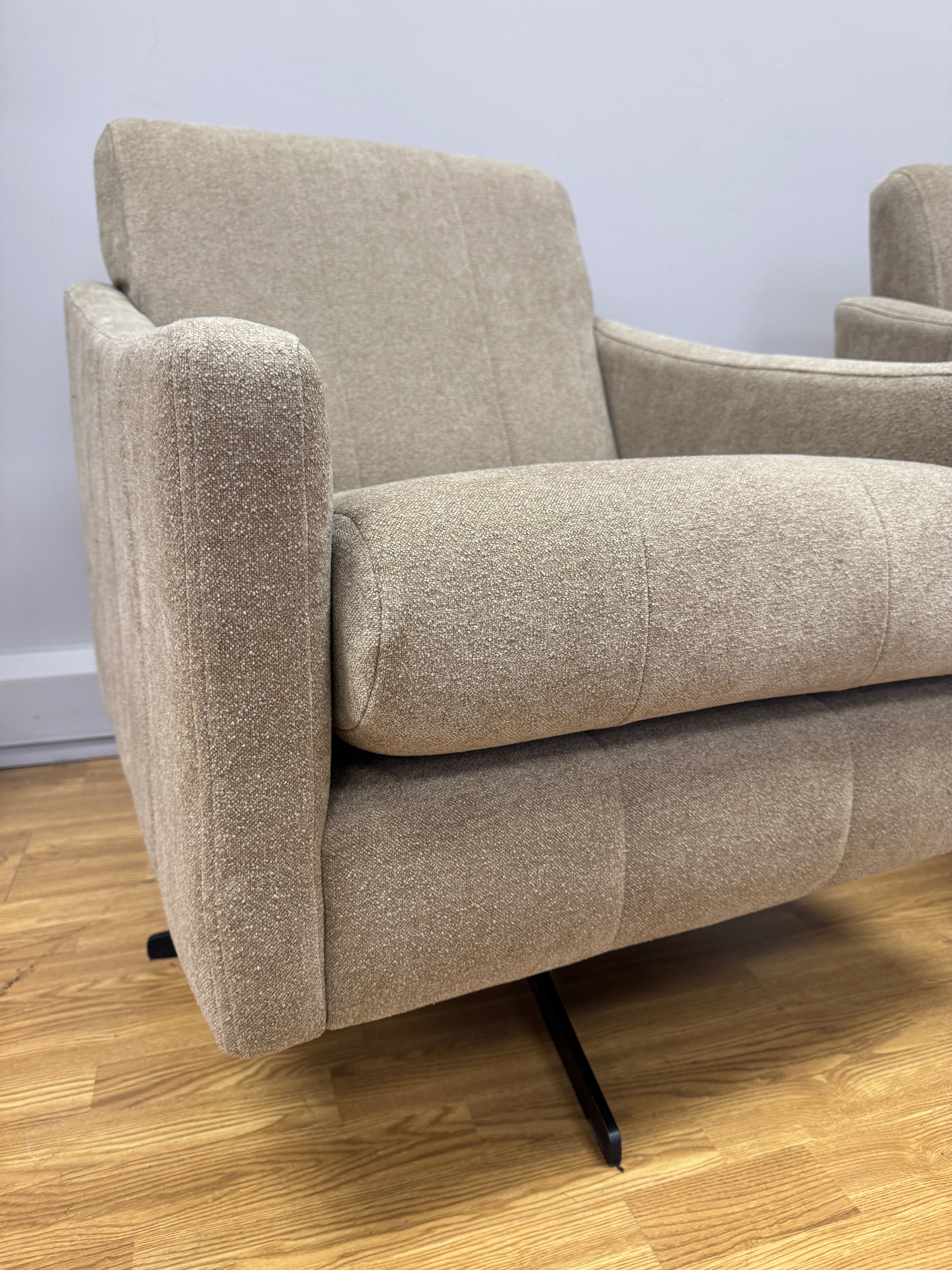 Sofology Soho swivel chair in taupe boucle fabric