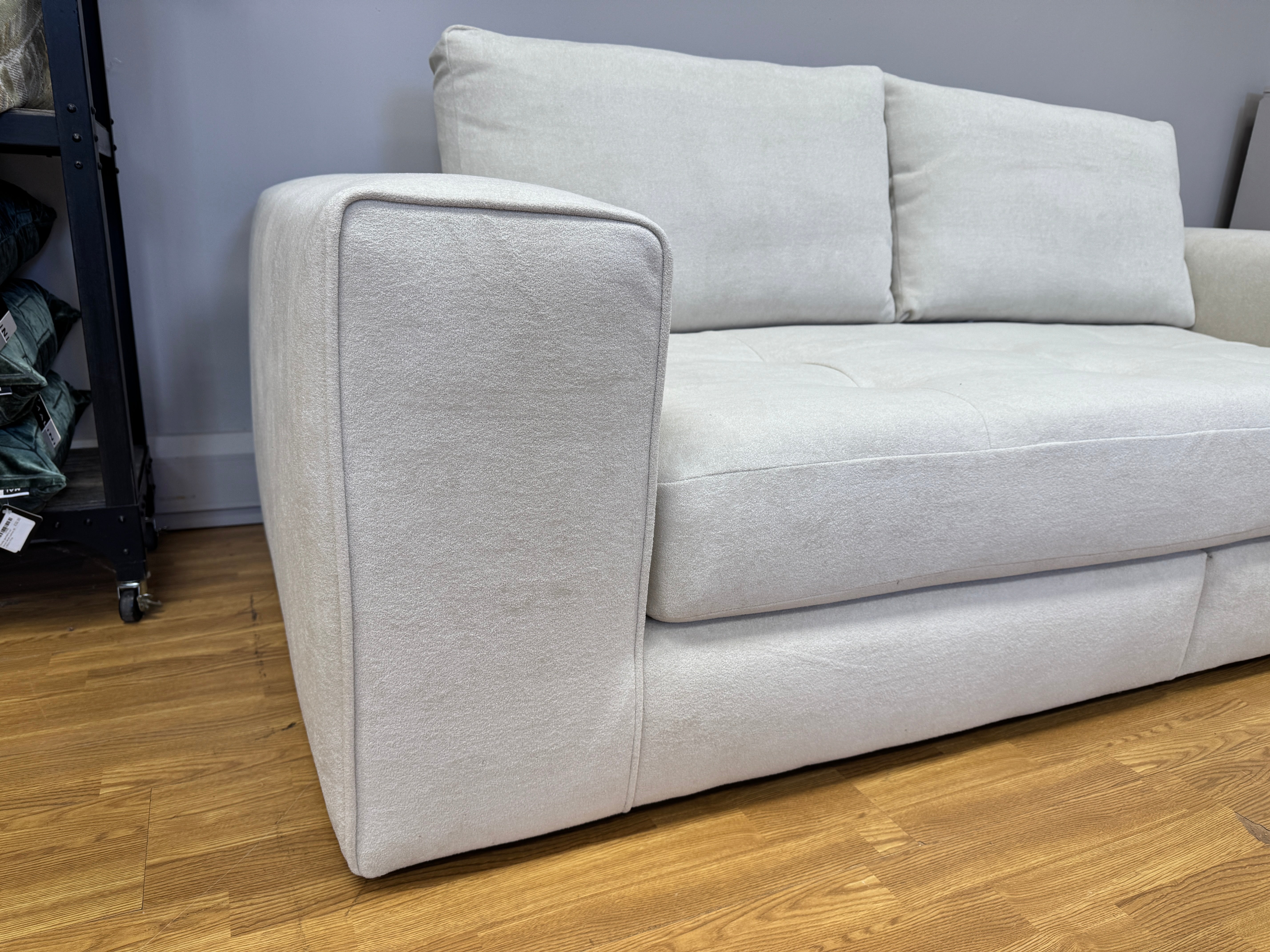 Sofology Ascot 4 seater split bench seat sofa in Riga cream sherpa fabric