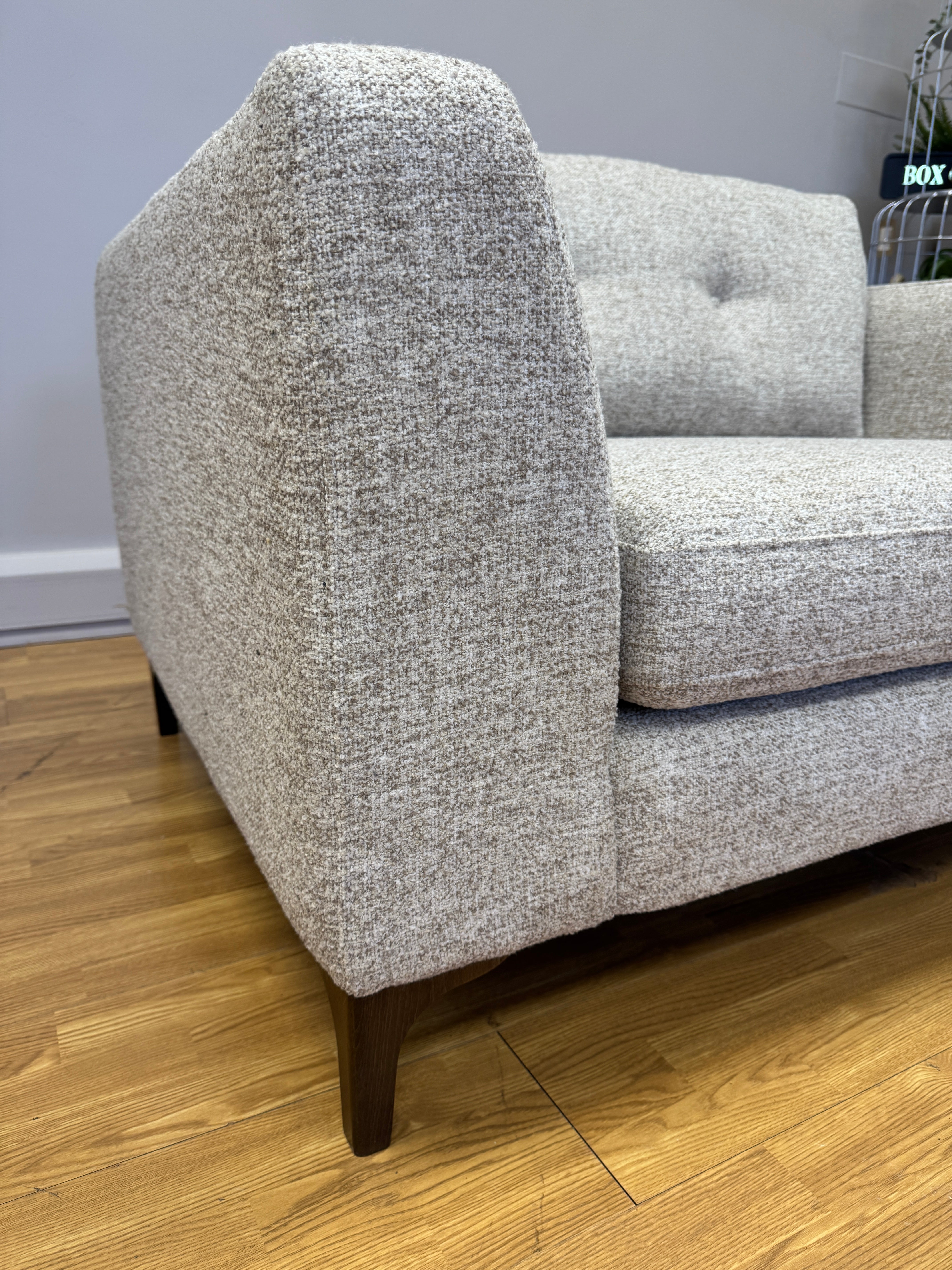 Mateo loveseat in mixed boucle weave natural fabric