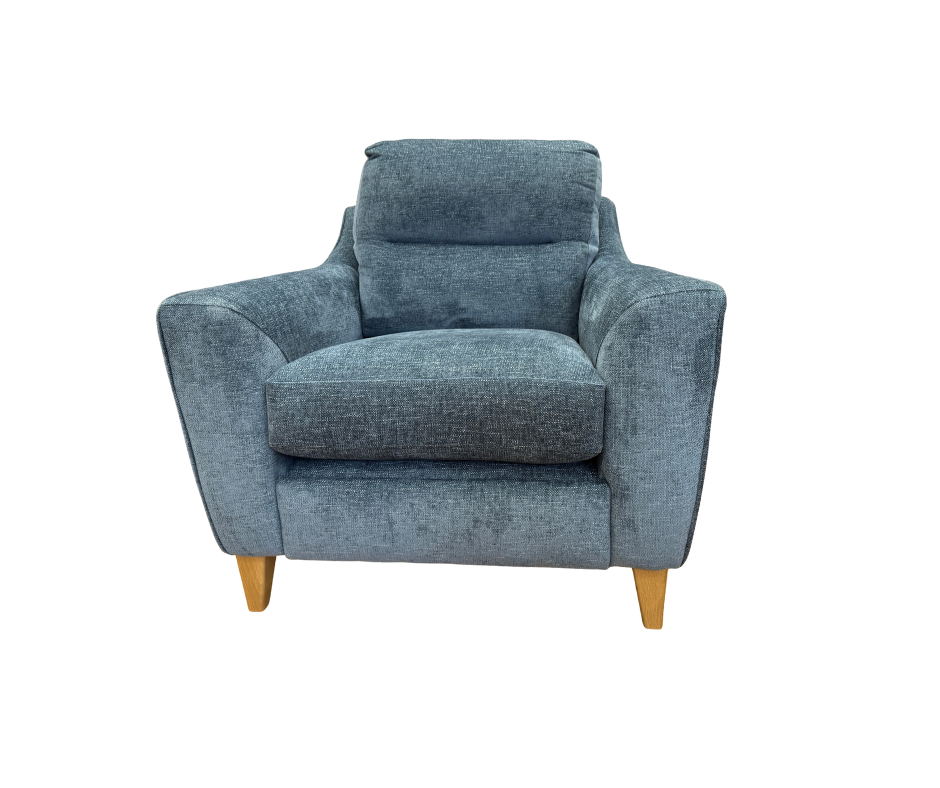 Alice Easy Lounger accent chair with electric footrest in Marlon Atlantic blue fabric