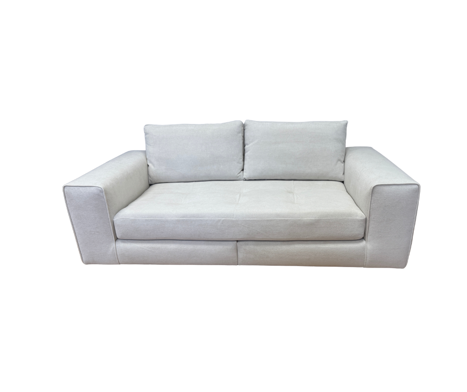 Sofology Ascot 4 seater split bench seat sofa in Riga cream sherpa fabric