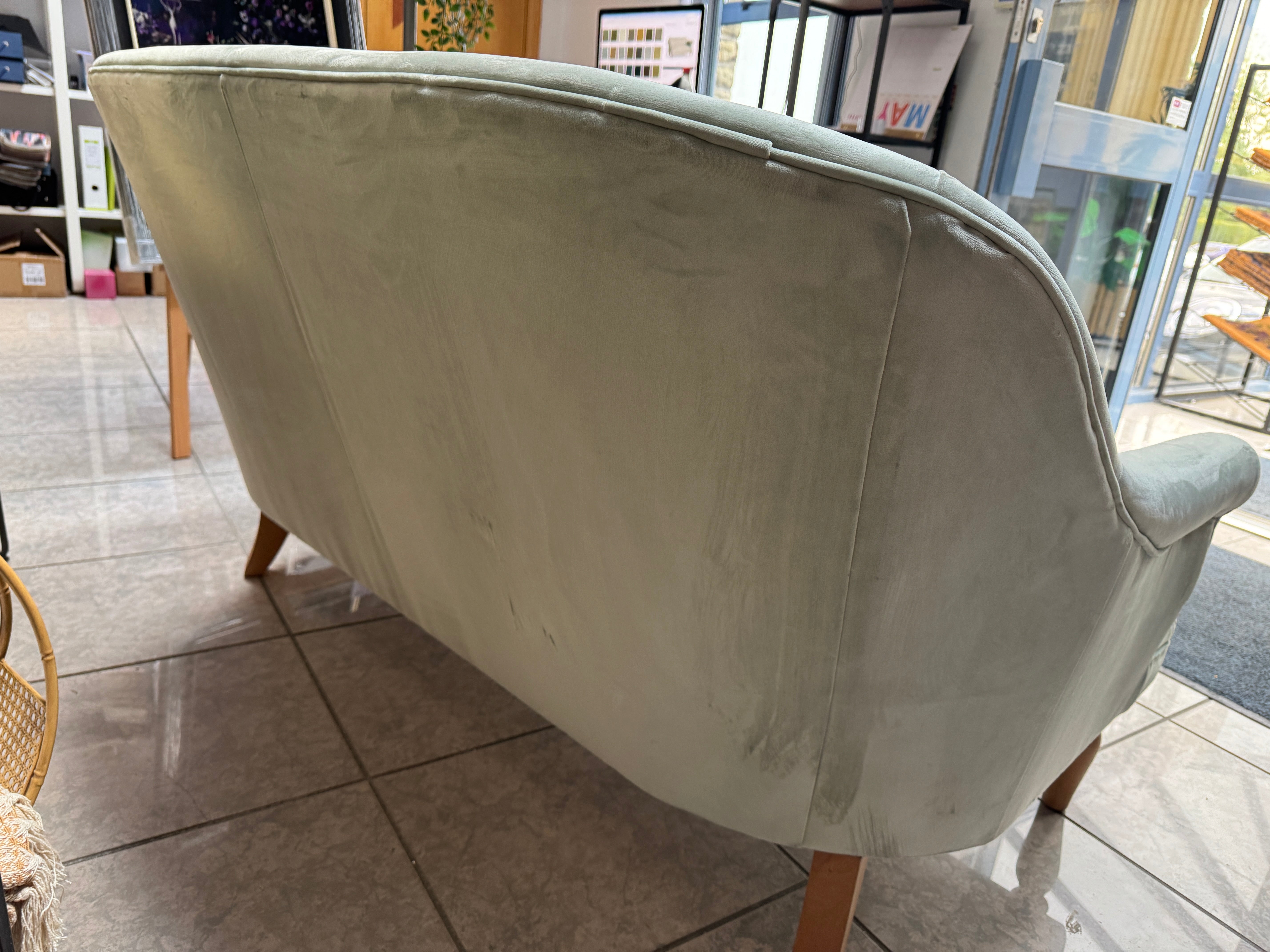 Souffle 2 seater sprung seat sofa in Mint green velvet