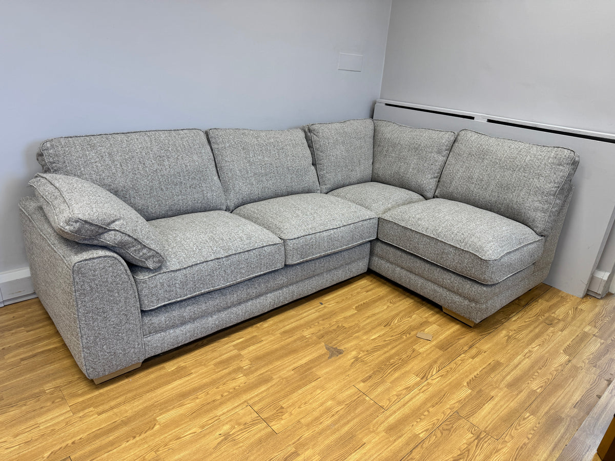Proto right facing open corner sofa with footstool in Osaka Coppice fabric