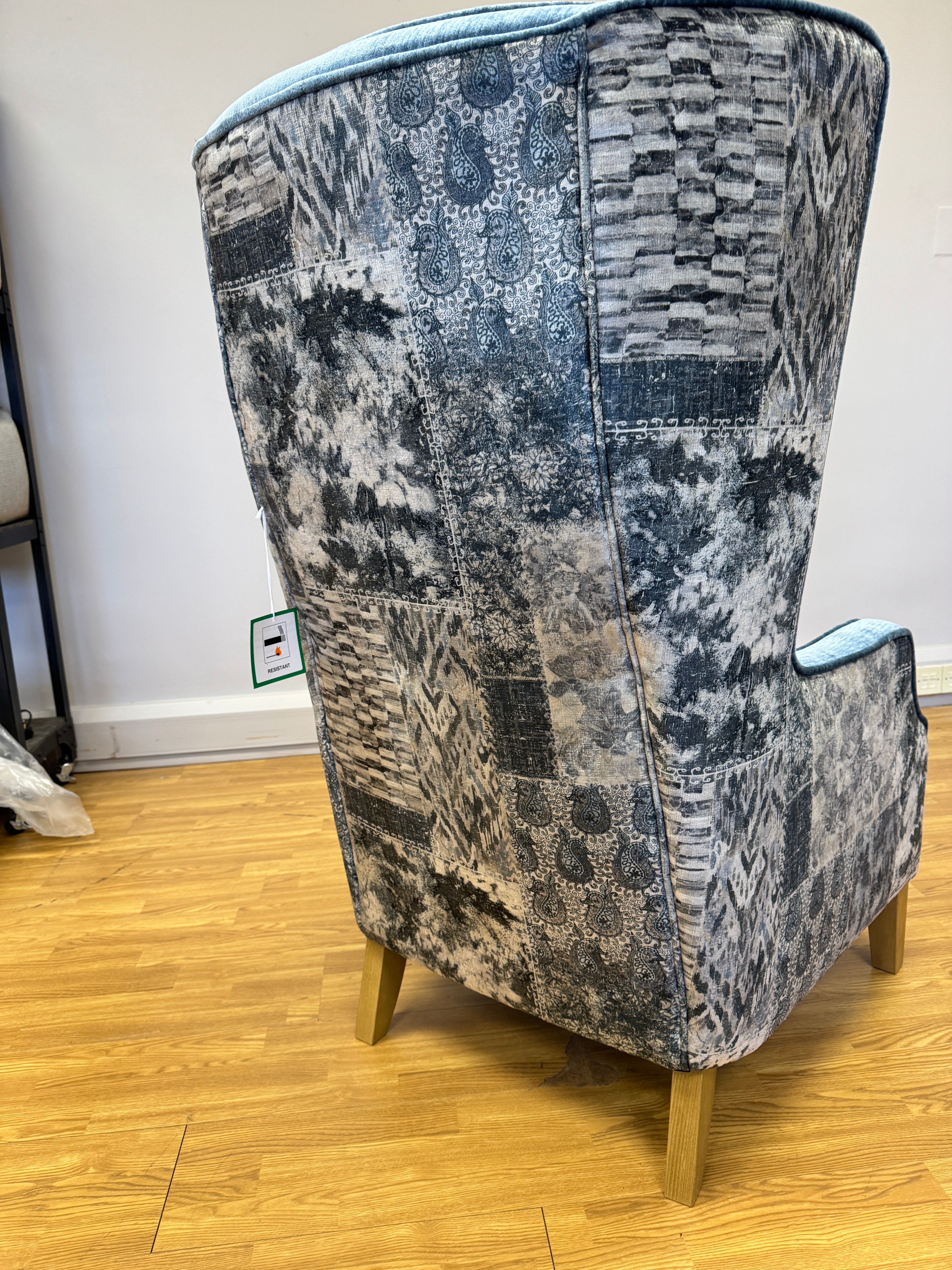 Garland high back accent chair in Aviator steel & blue combi fabric