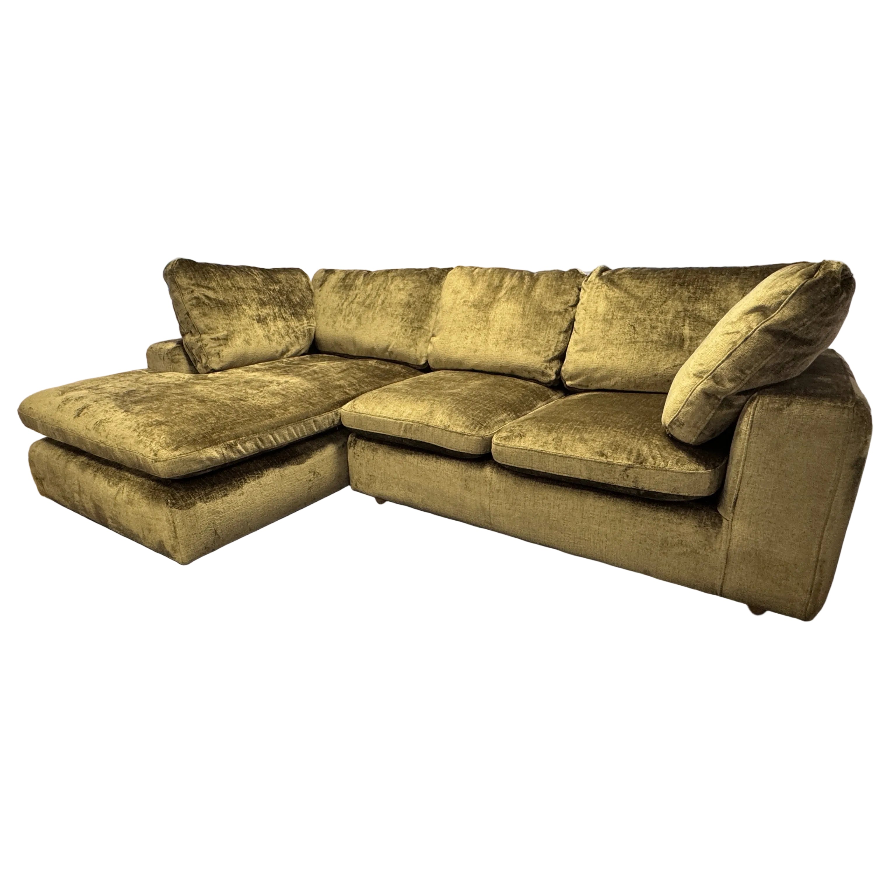 Next Premium the Snuggle left facing 2 piece deep corner sofa in Moss chunky chenille