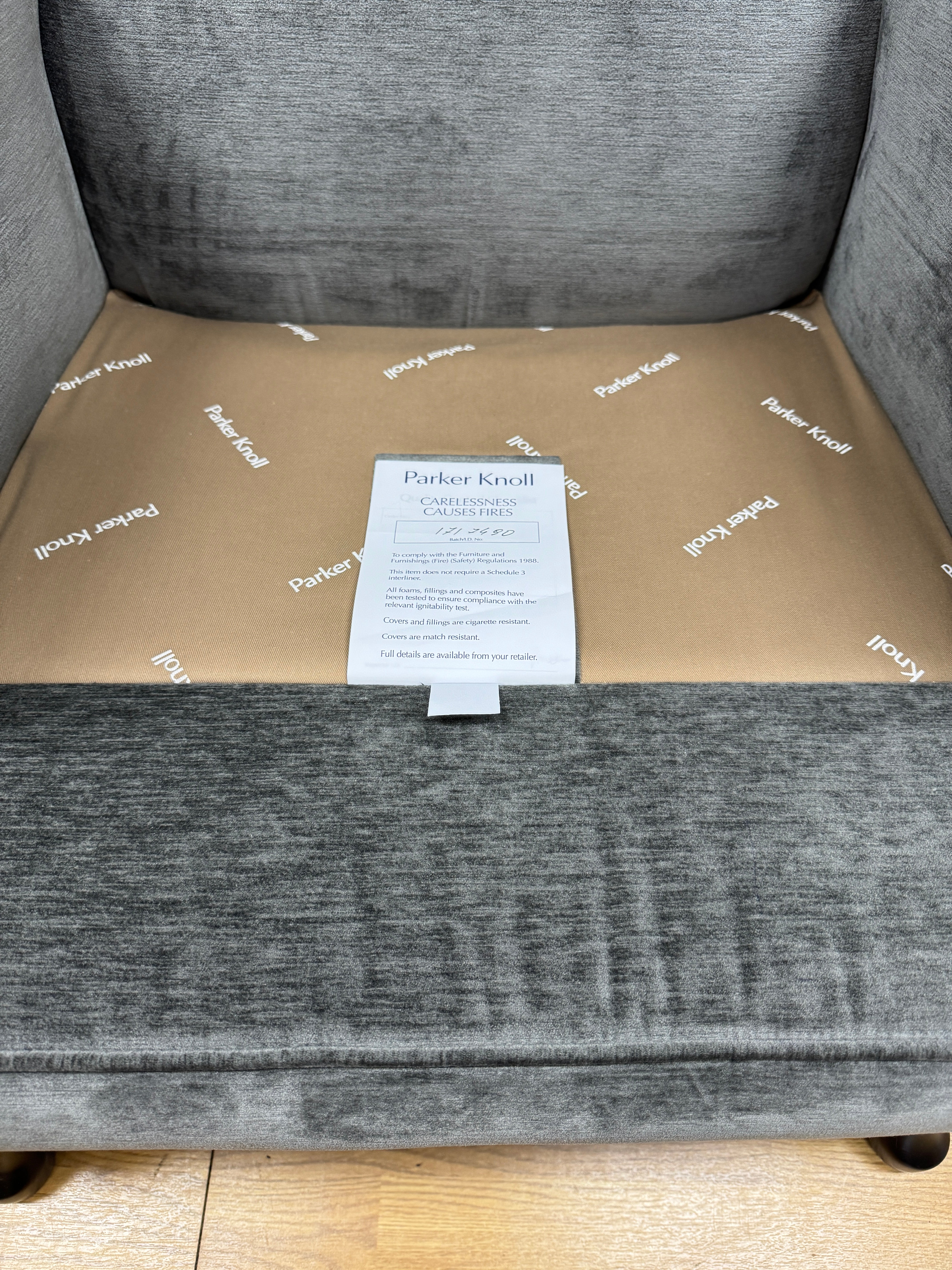 Parker Knoll Penshurst wingback chair in Grey velvet