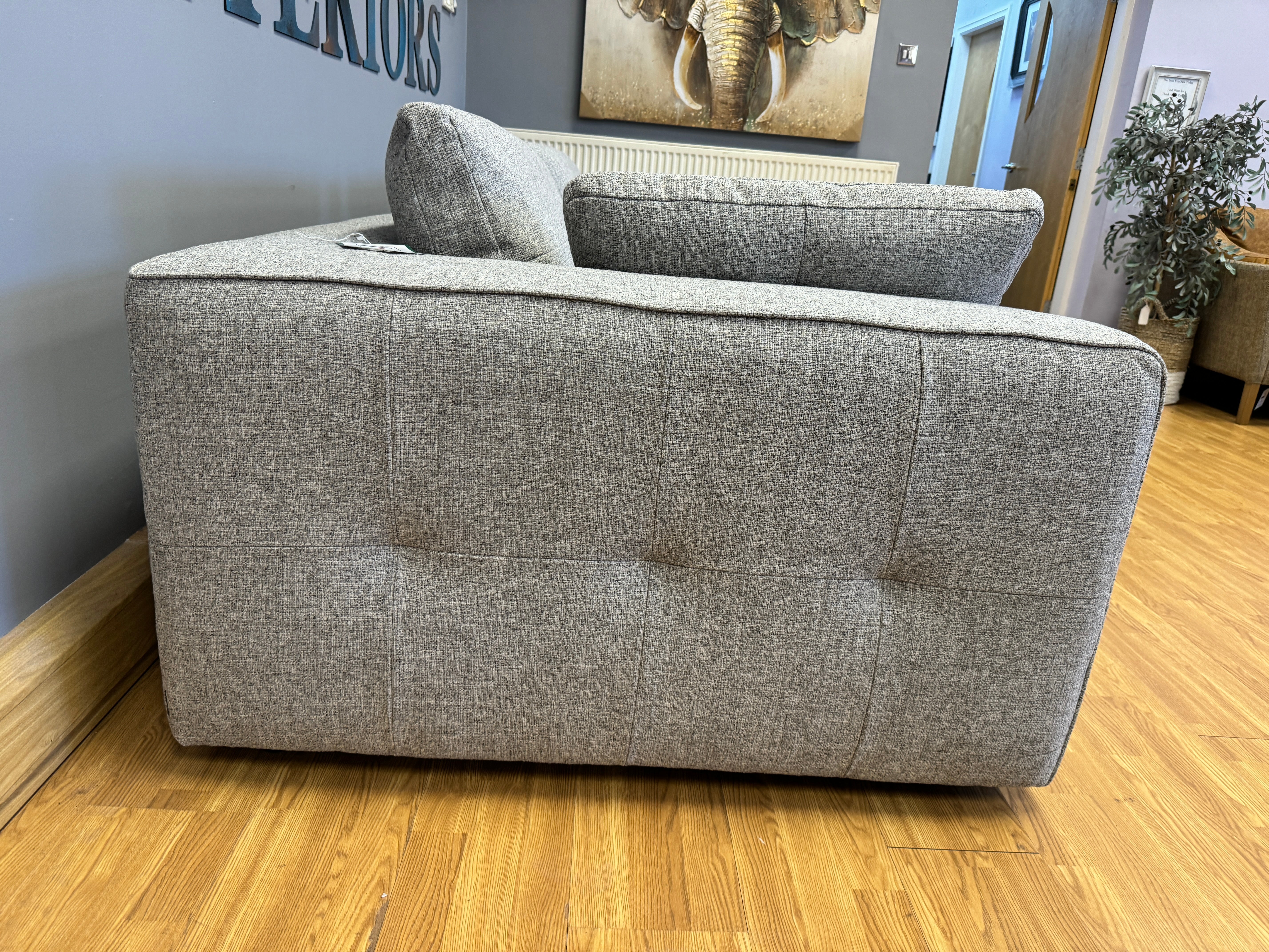 GRAND DESIGNS TENBBY XL 4 seater split sofa in light grey mix weave fabric