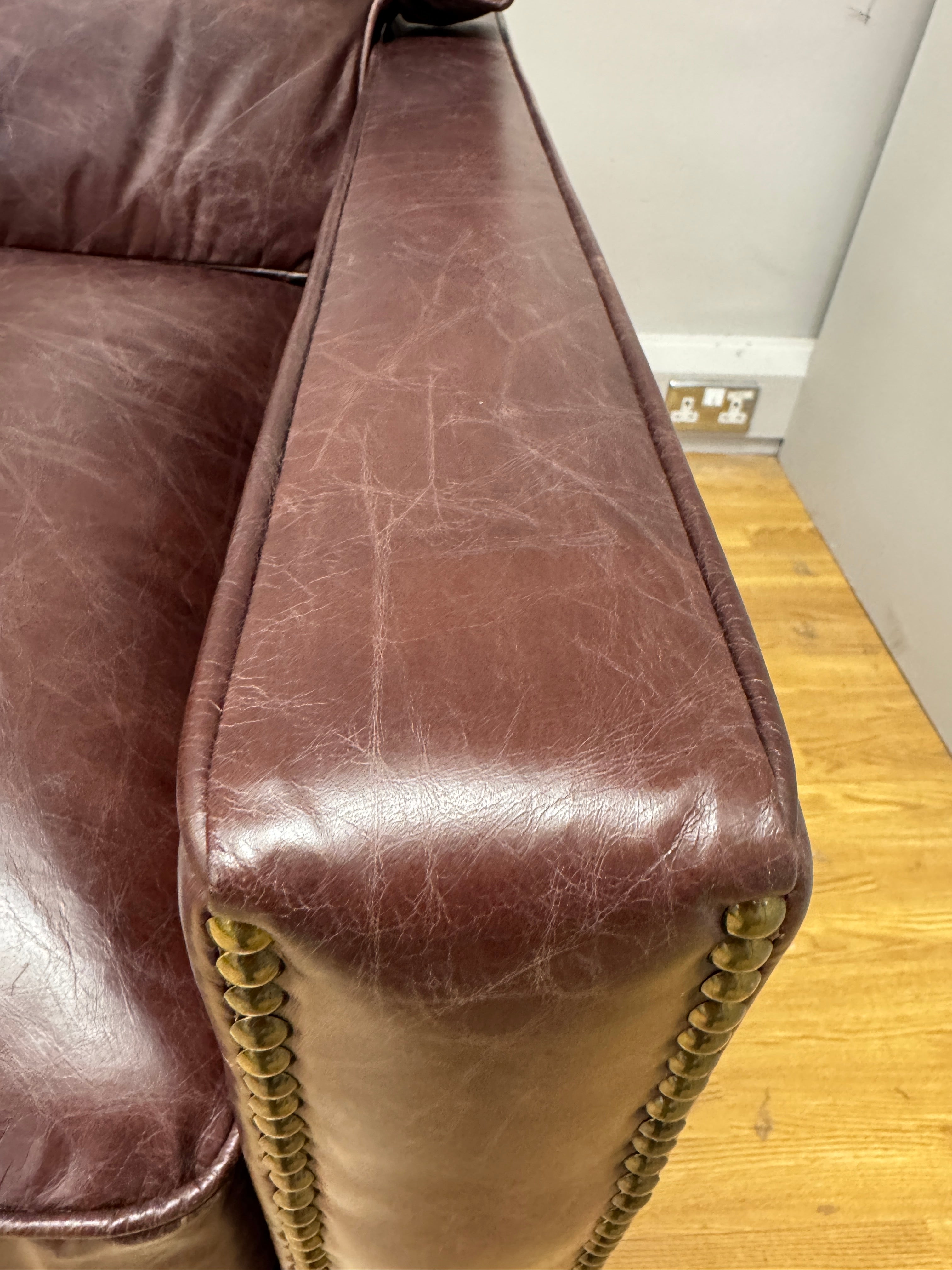 Timothy Oulton Viscount William 2 seater standard back sofa in Vagabond Red rich leather