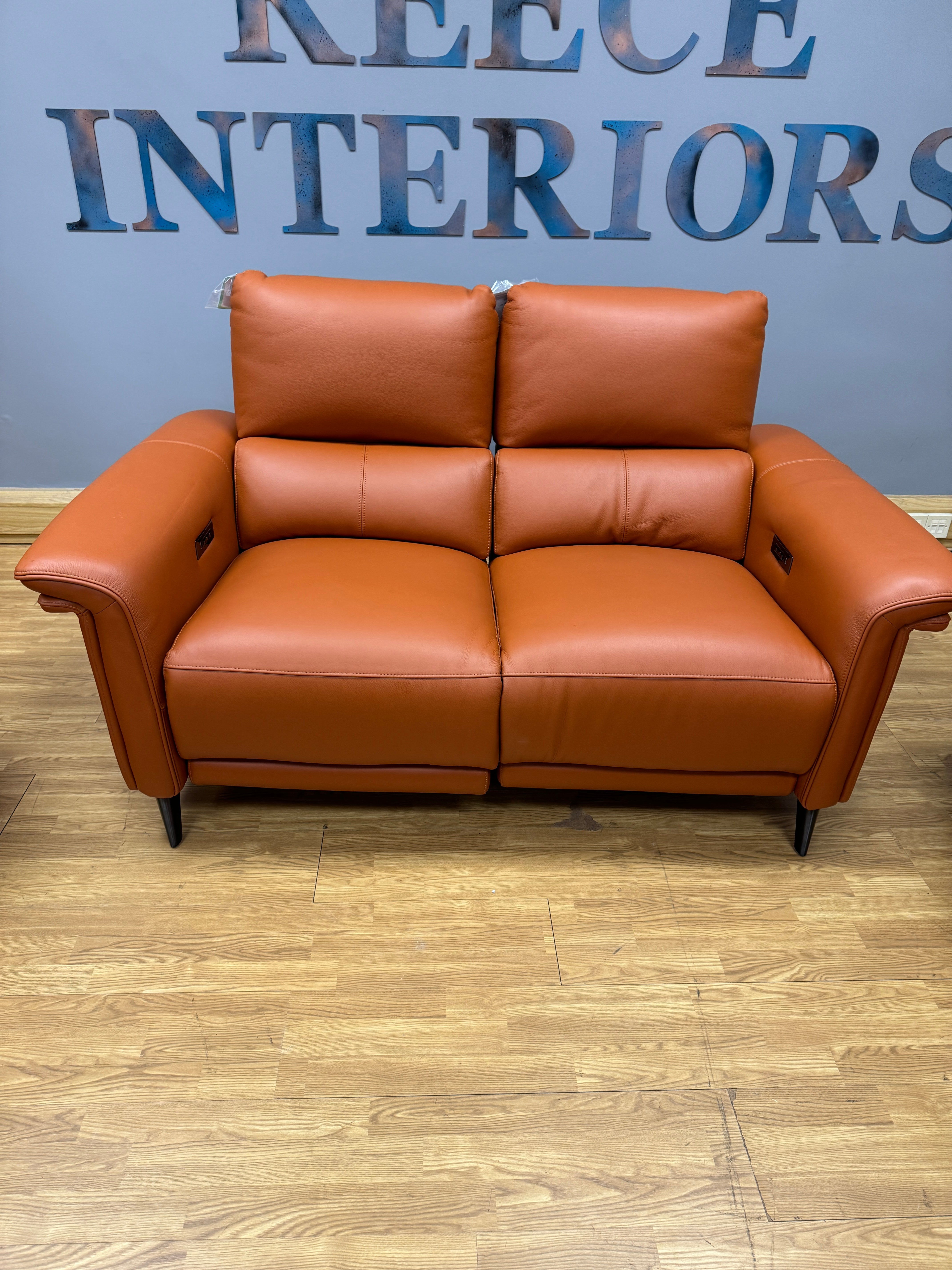 Domicil Huxley 2 seater electric reclining sofa & pair of matching reclining armchairs RRP £8585