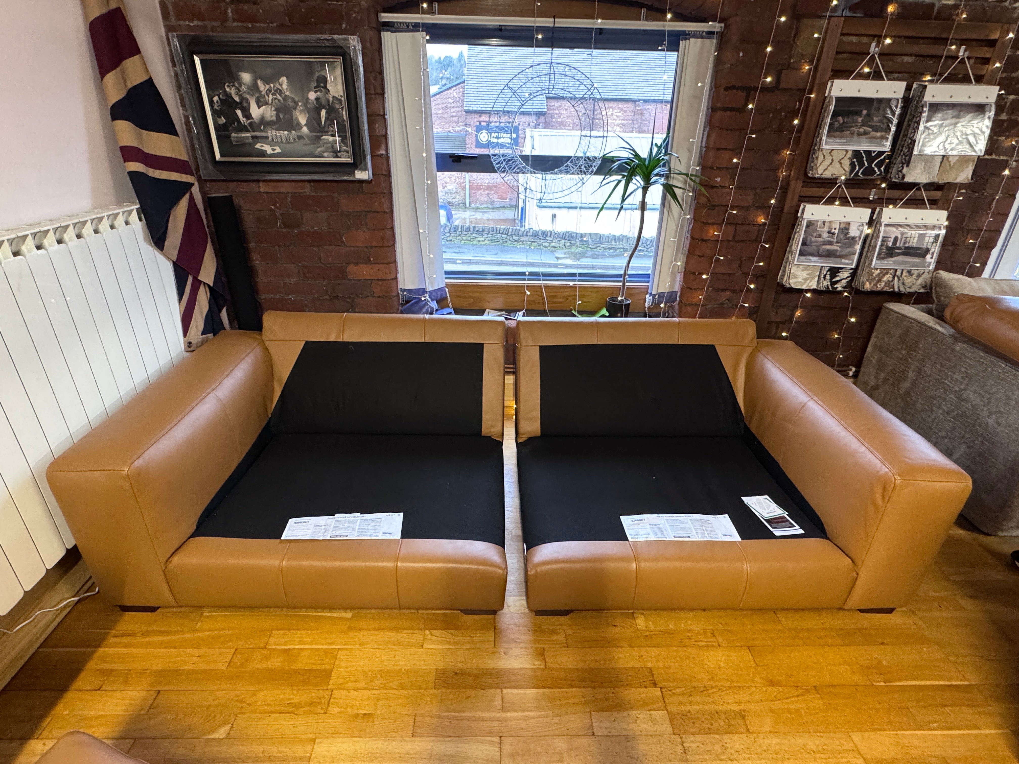 Next Houghton 4 seater split sofa in Tan Turin leather