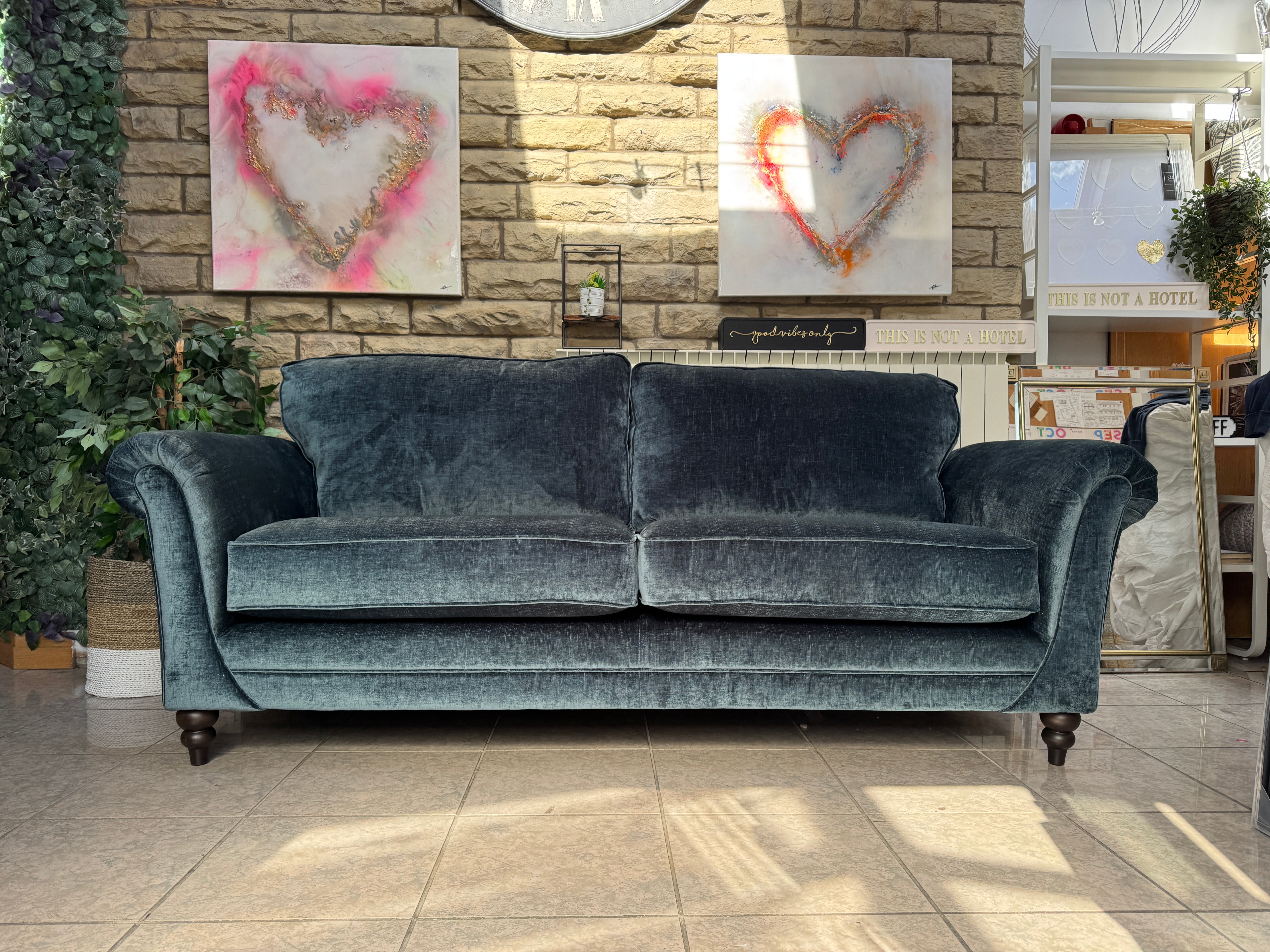 Danbury 4 seater sofa in Dion Capri (teal) chenille fabric