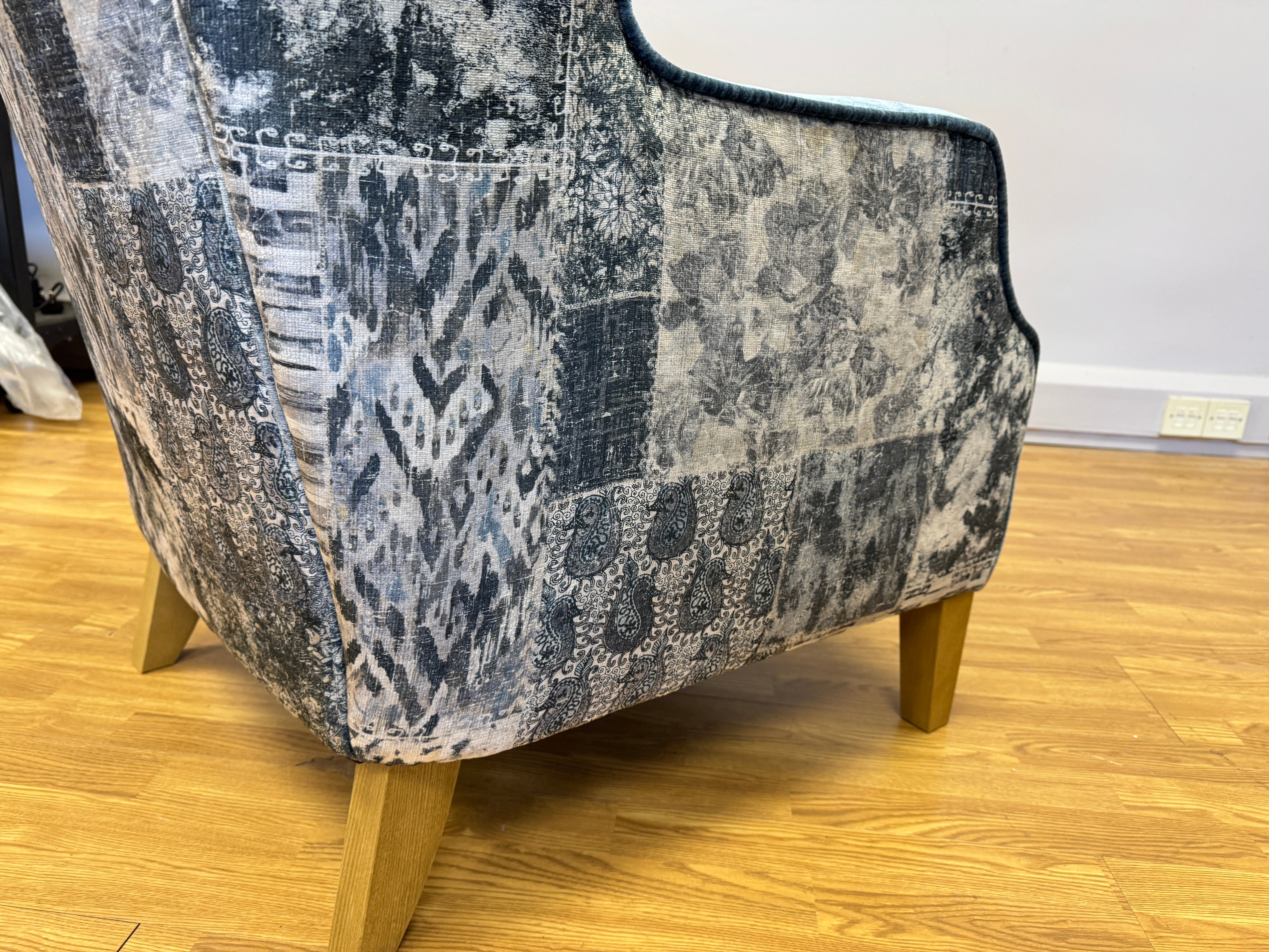 Garland high back accent chair in Aviator steel & blue combi fabric