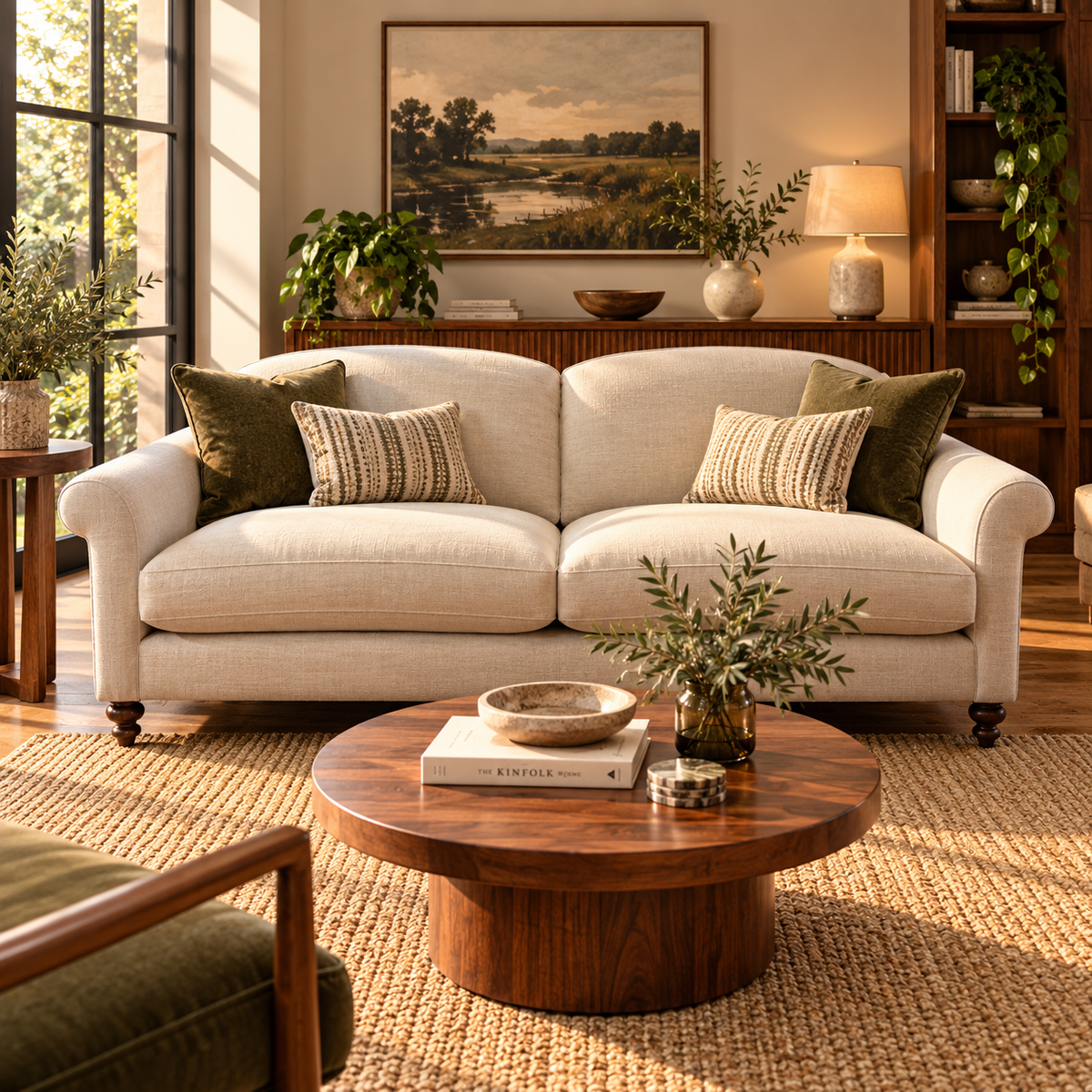 Clover 4 seater standard back sofa in natural linen mix fabirc