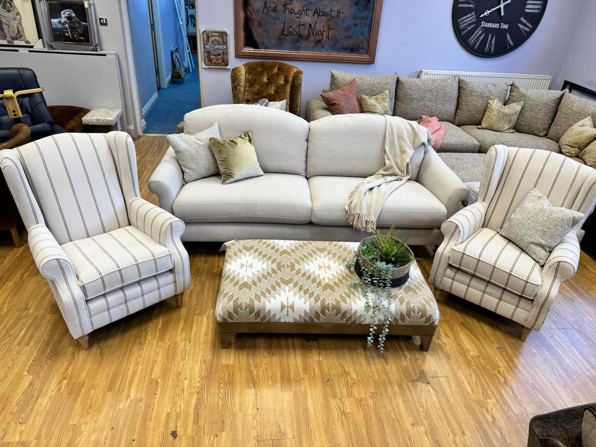Clover 4 seater standard back sofa in natural linen mix fabirc