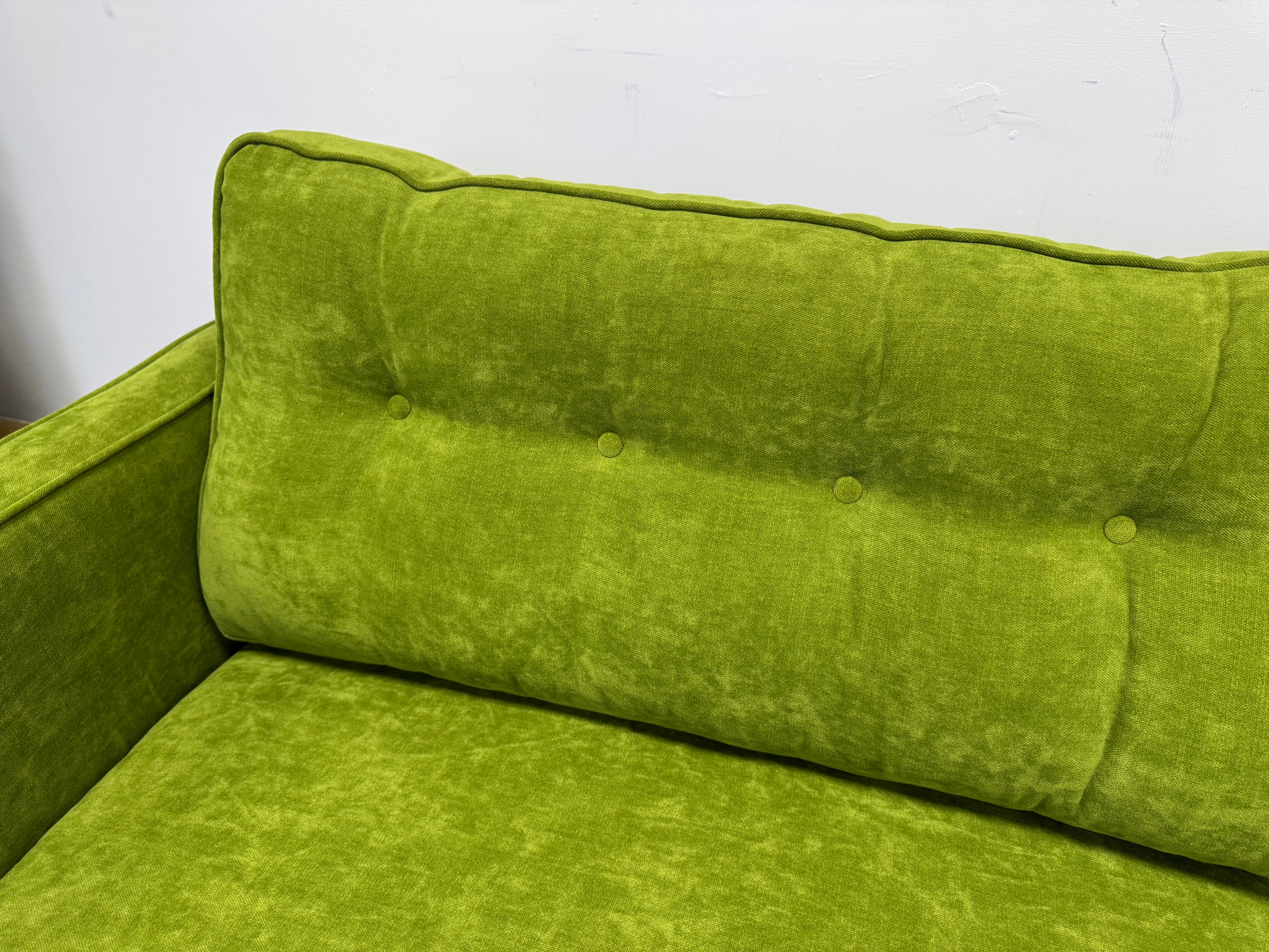 Orla Kiely Ebben large 4 seater bench back sofa in Seagrass green velvet