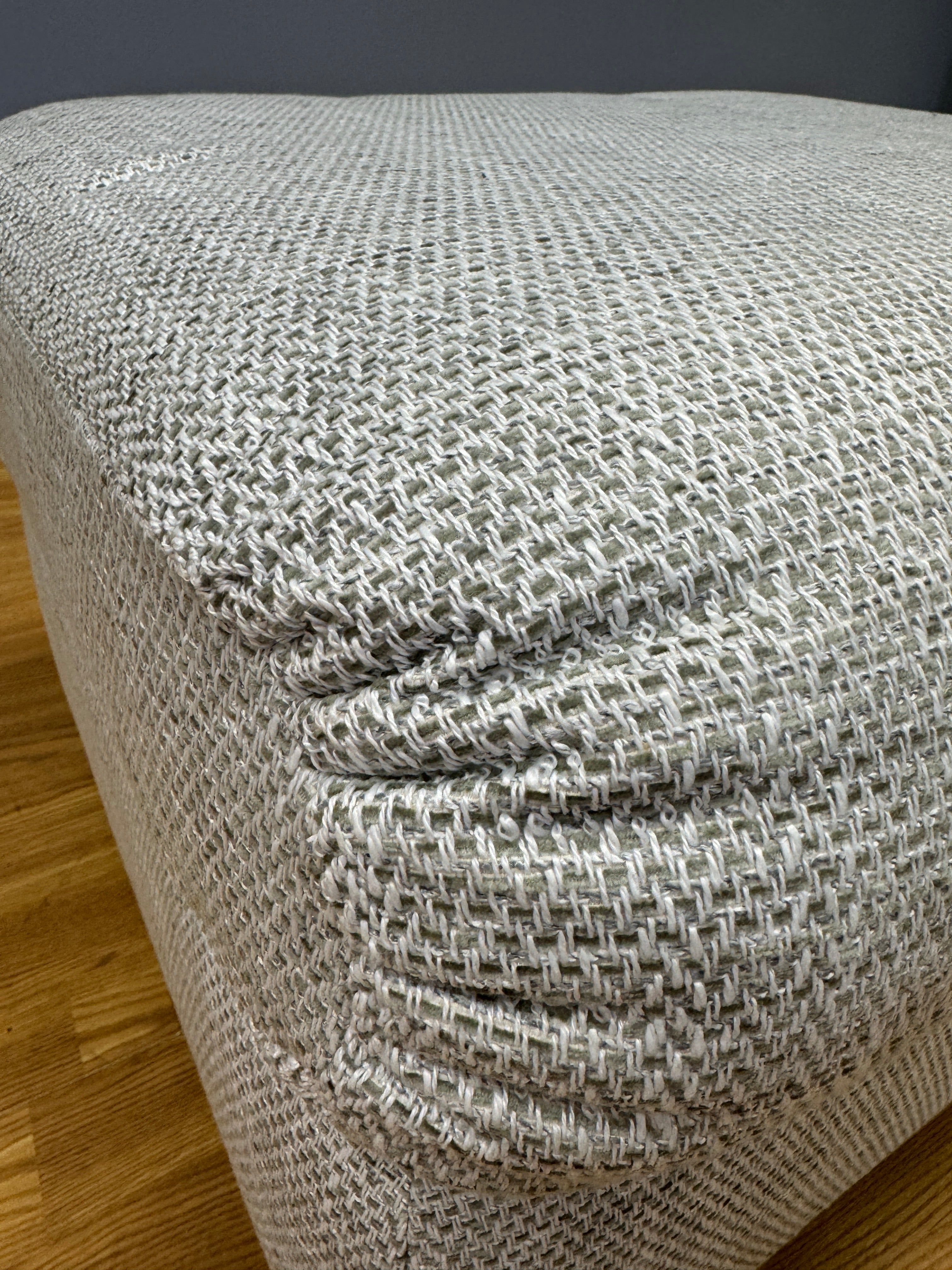 G PLAN NEWMARKET padded top footstool in light grey weave fabric