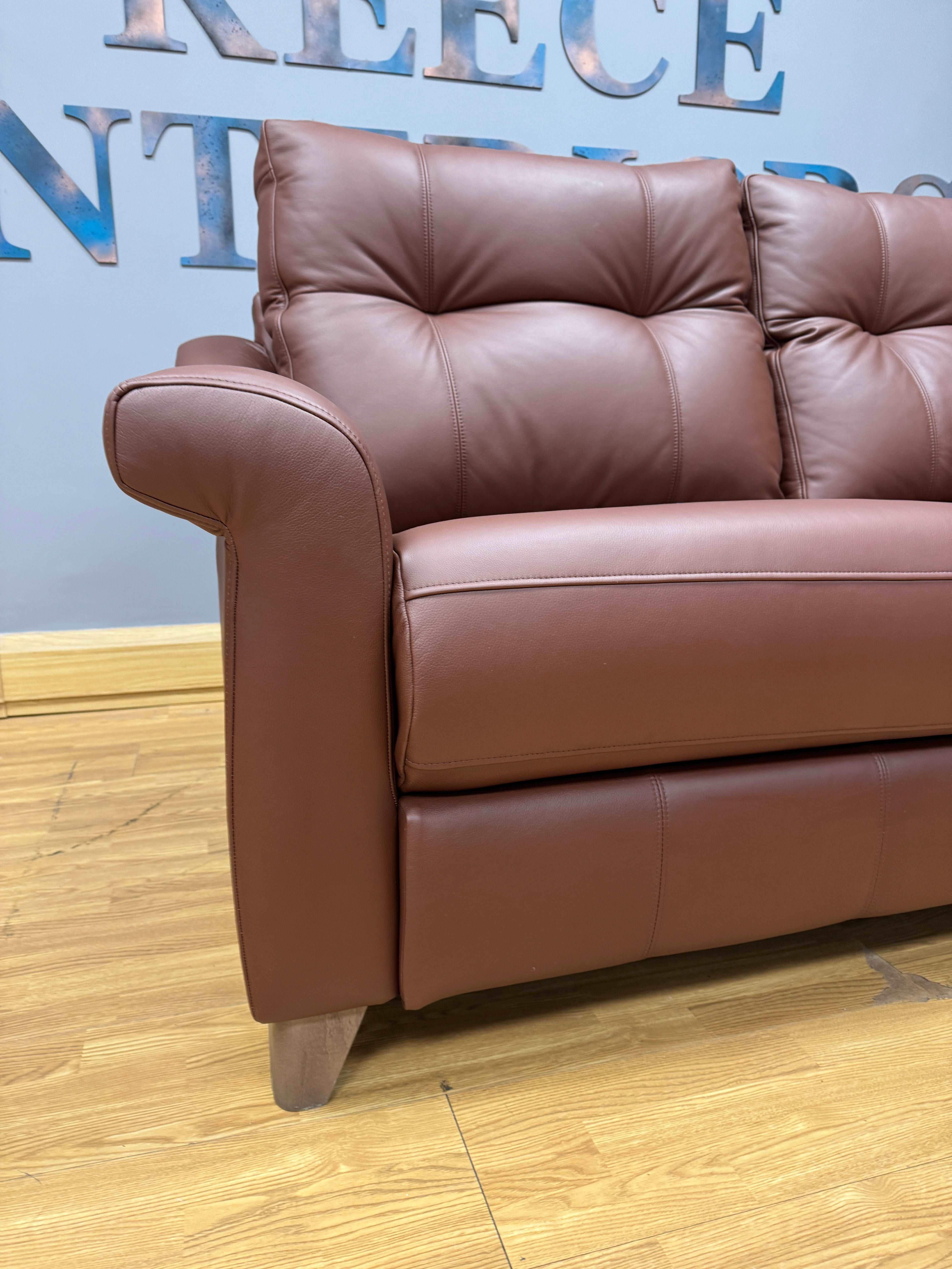 G Plan Riley 3 seater high back sofa in Cambridge Conker (brown) leather RRP £3145