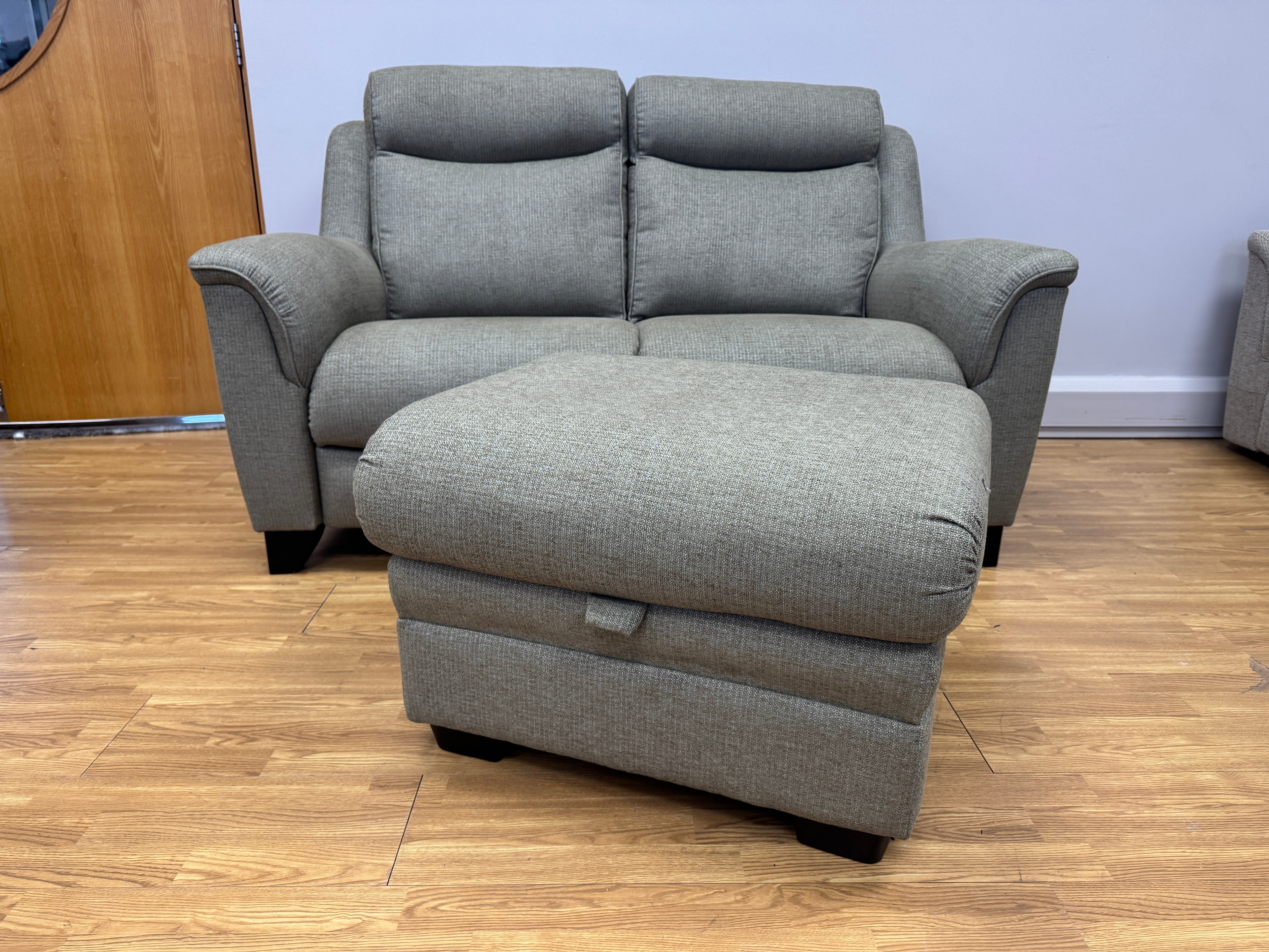 Parker Knoll Manhattan 2 seater sofa, pair of matching armchairs and storage footstool