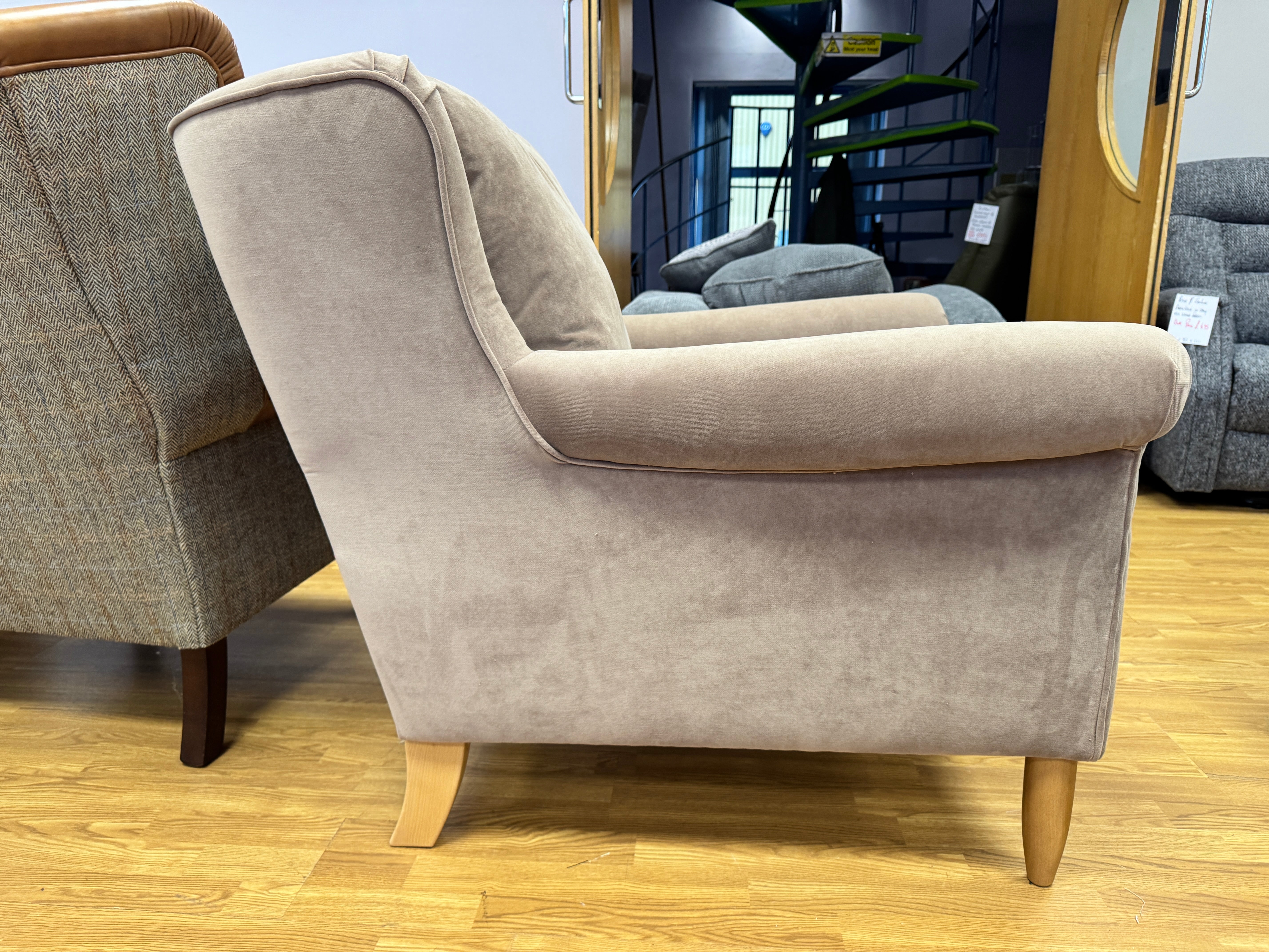 Graham accent chair in Plaster taupe velvet fabric
