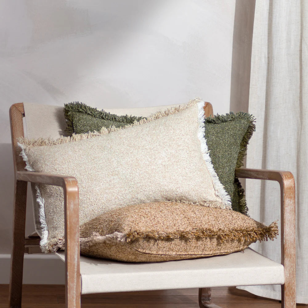 Doze dual tone luxury boucle cushion in Moss 40 x 60cm