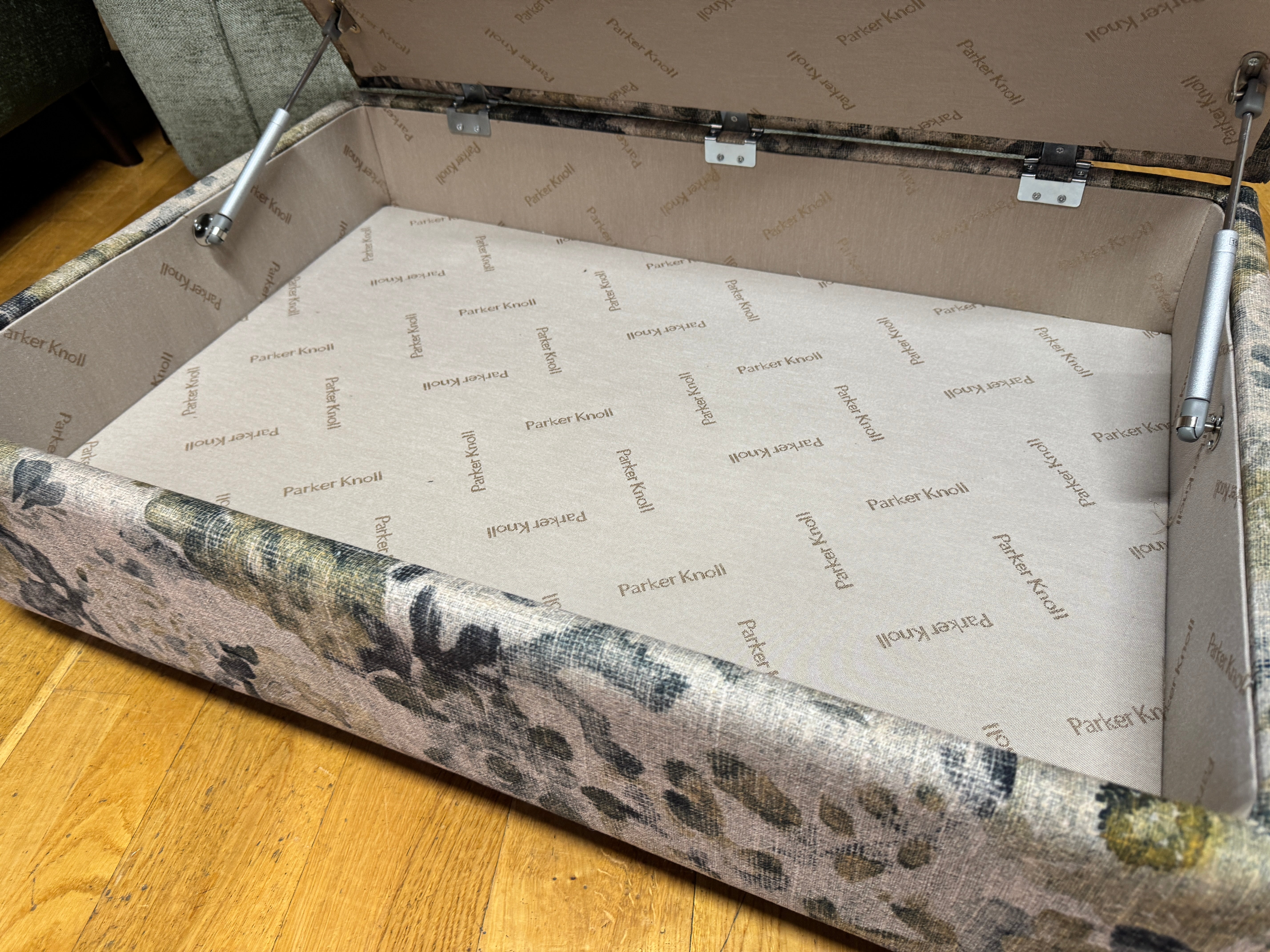 Large storage footstool in Lytton Ocean floral fabric