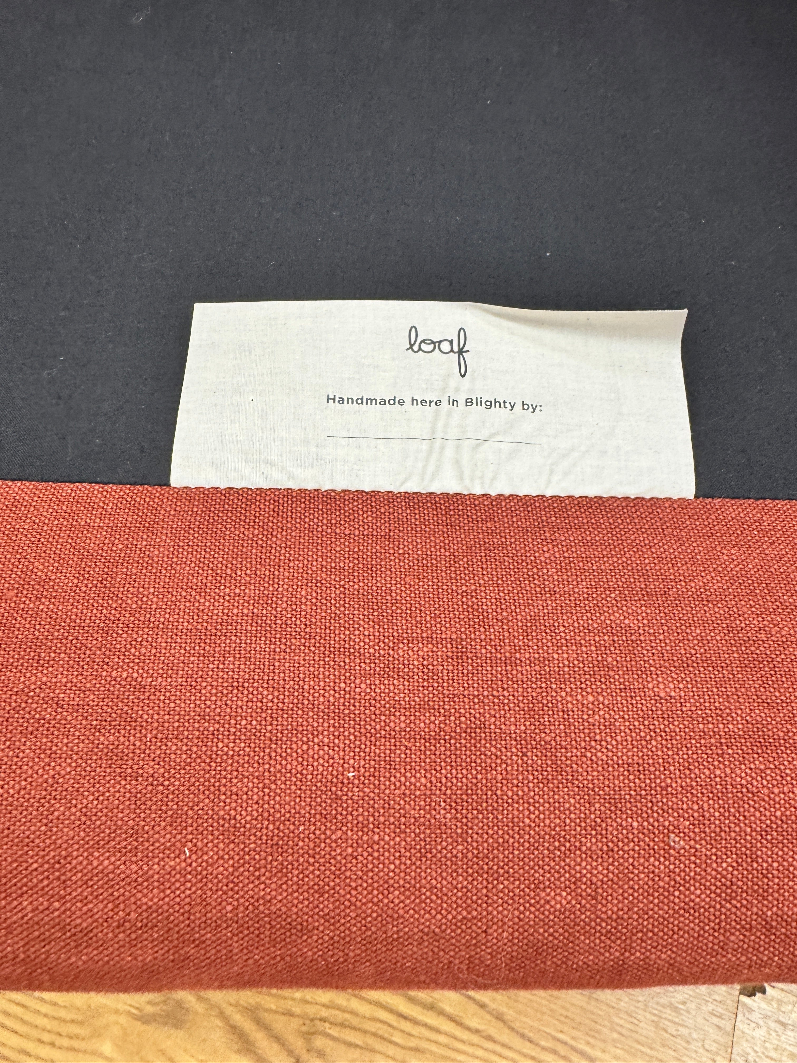 Pudding Loveseat in Quince Jam Red Linen fabric