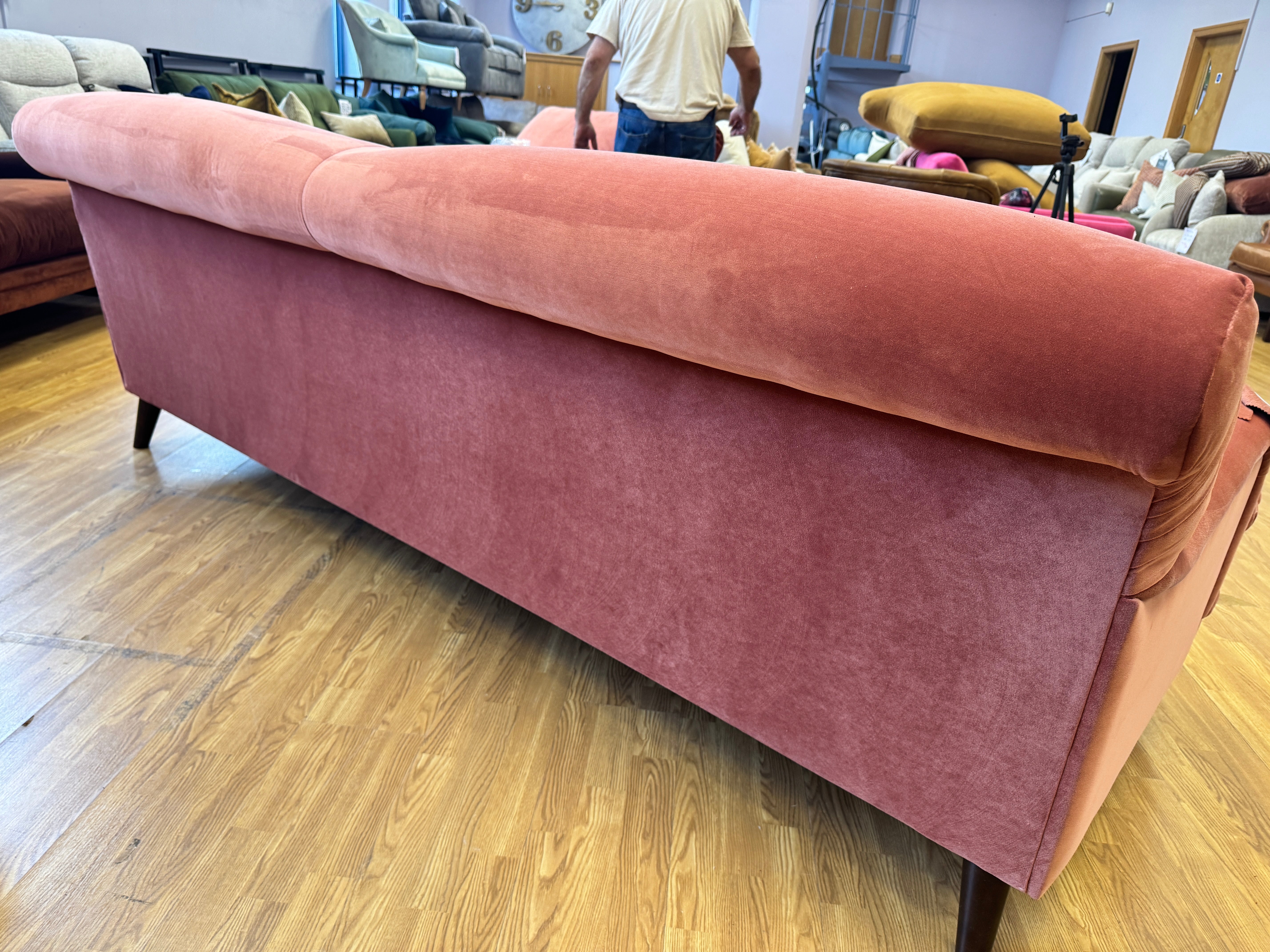 Pudding XL sprung back 4 seater sofa in Quince Jam Red Velvet
