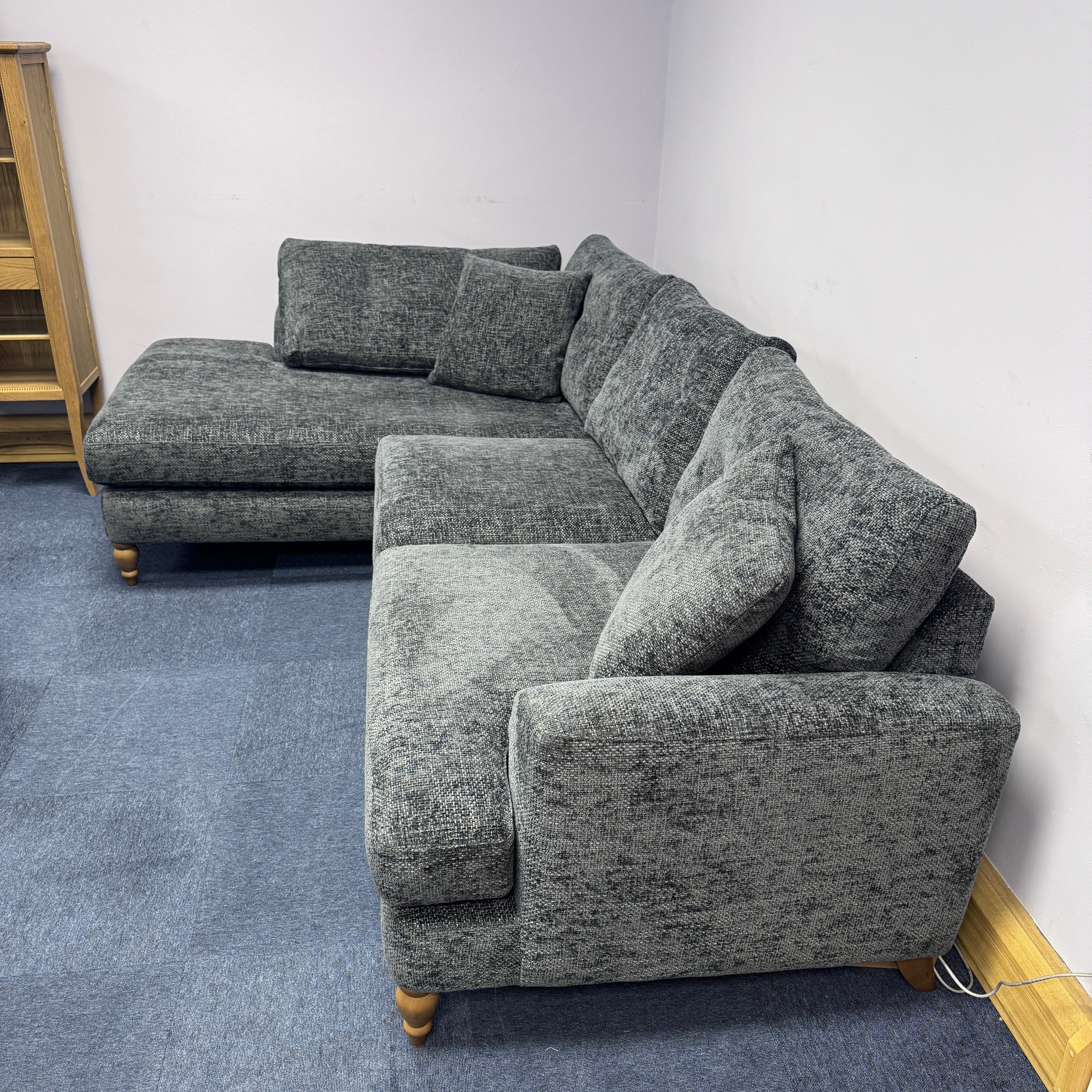 Next Parker left facing 2 piece corner sofa in Deep Navy blue chenille