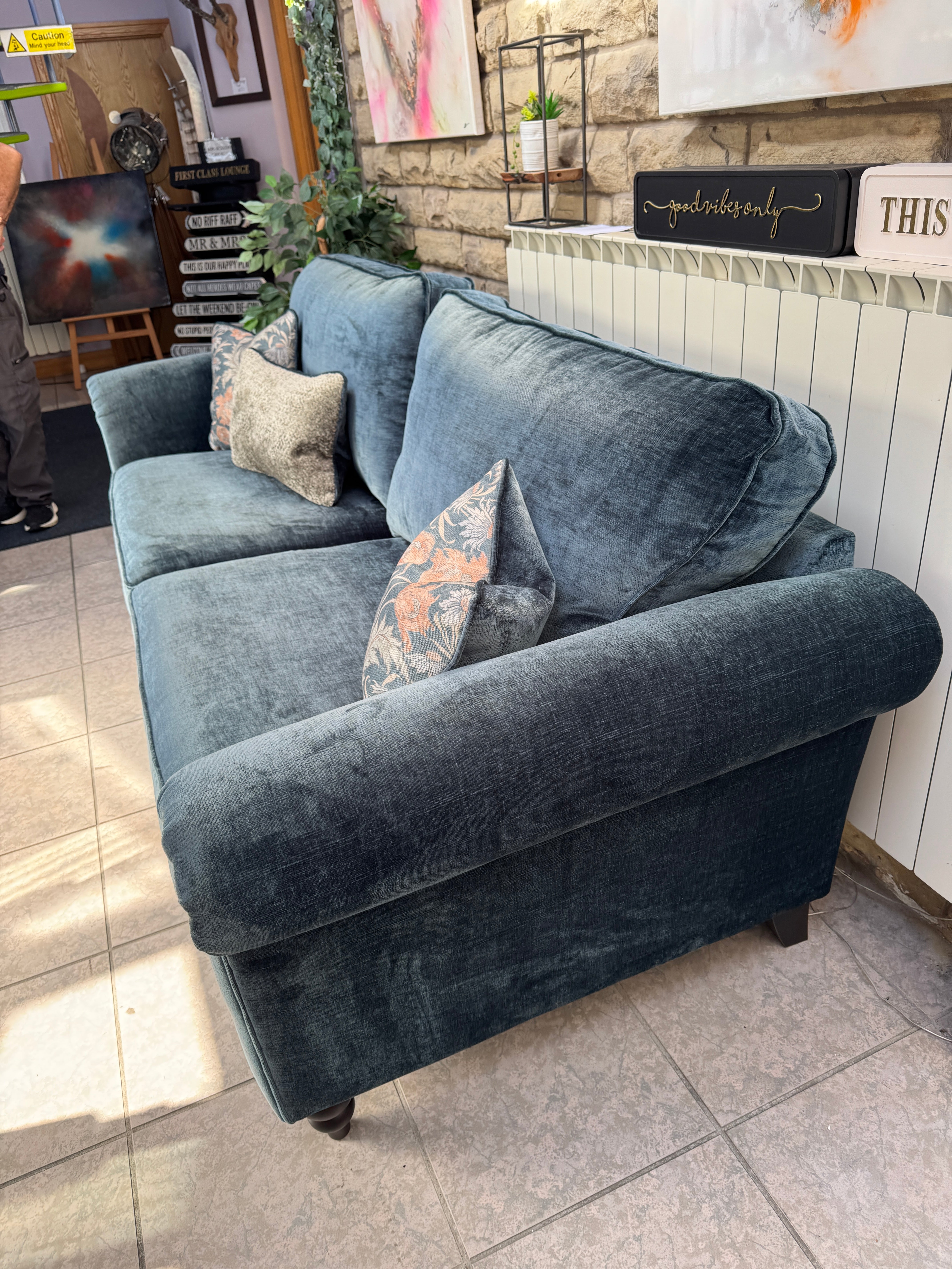 Danbury 4 seater sofa in Dion Capri (teal) chenille fabric