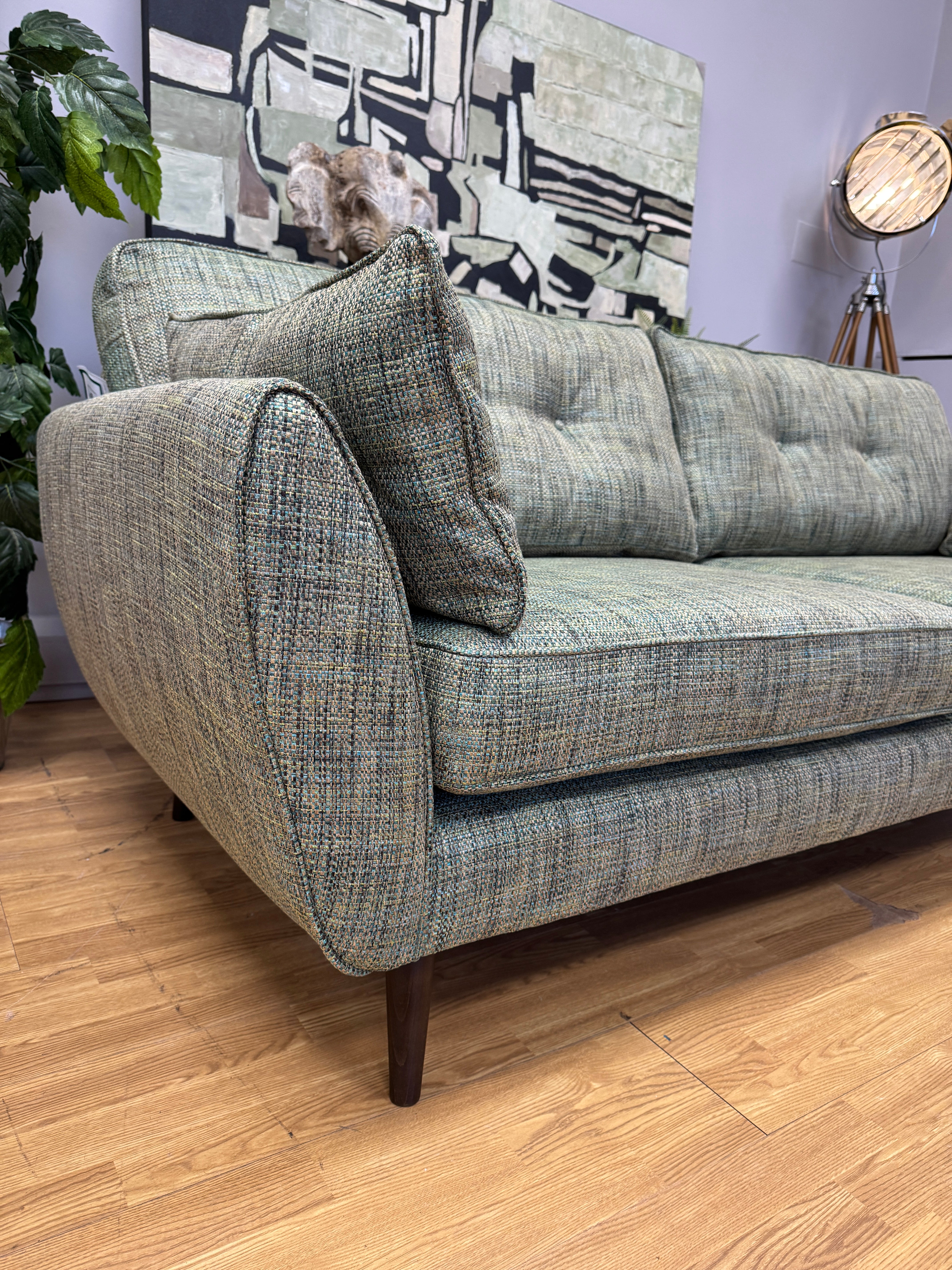 Zinc large 4 seater standard back sofa in Molten Fern green mix weave