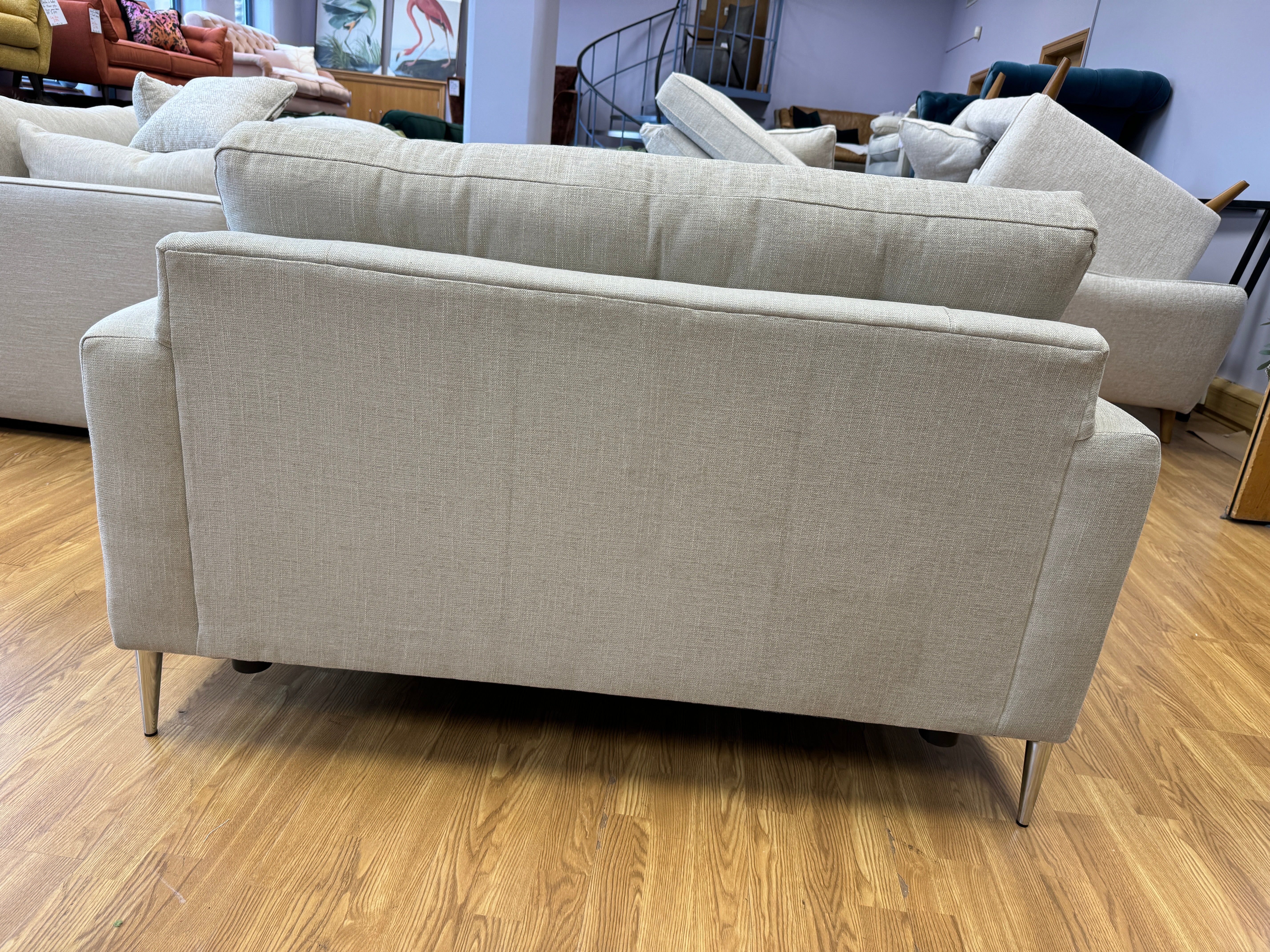 MAYA standard back loveseat in Hazel taupe weave fabric