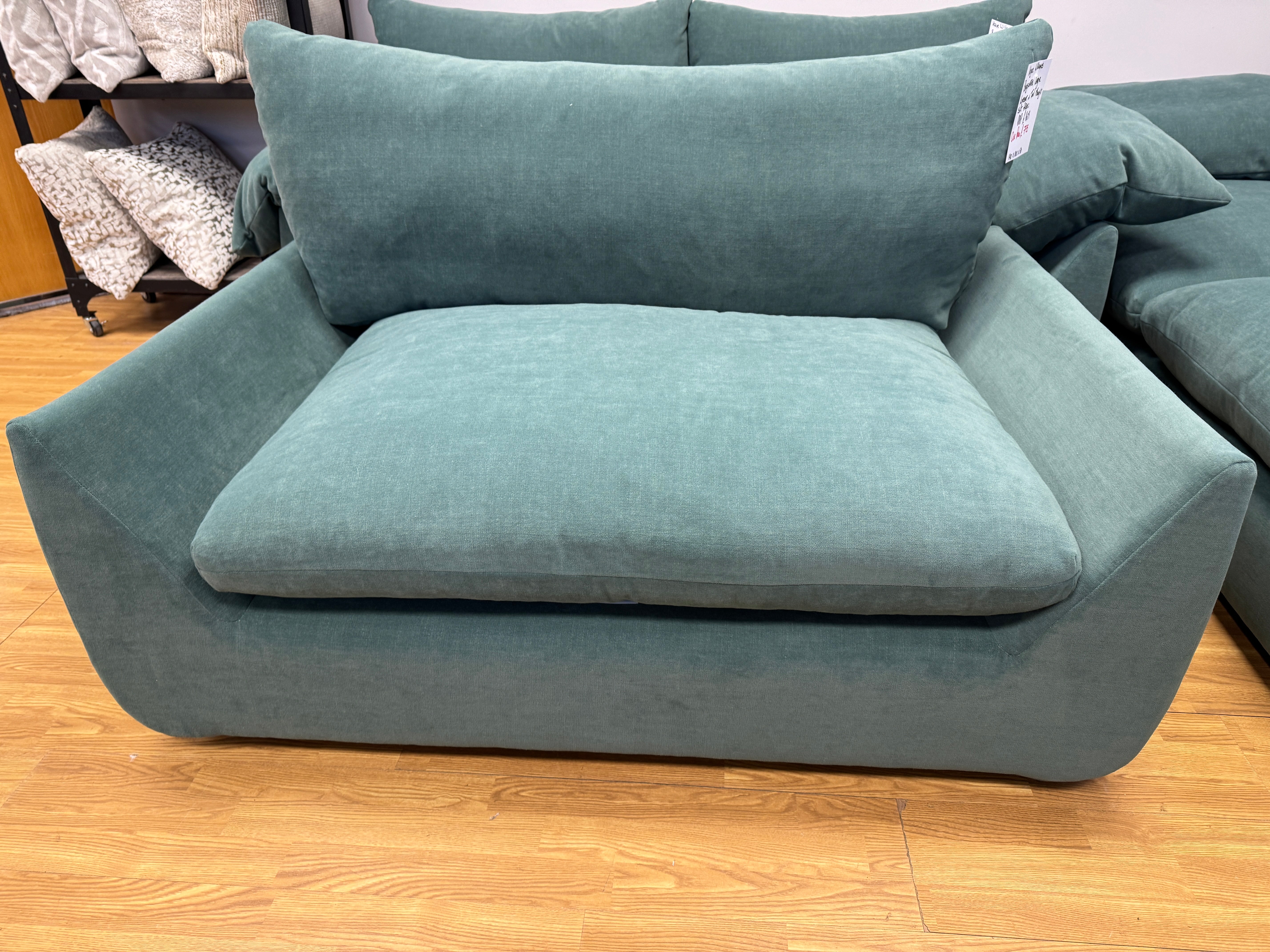 Bayside Large Loveseat in Teal Midnight soft fabric