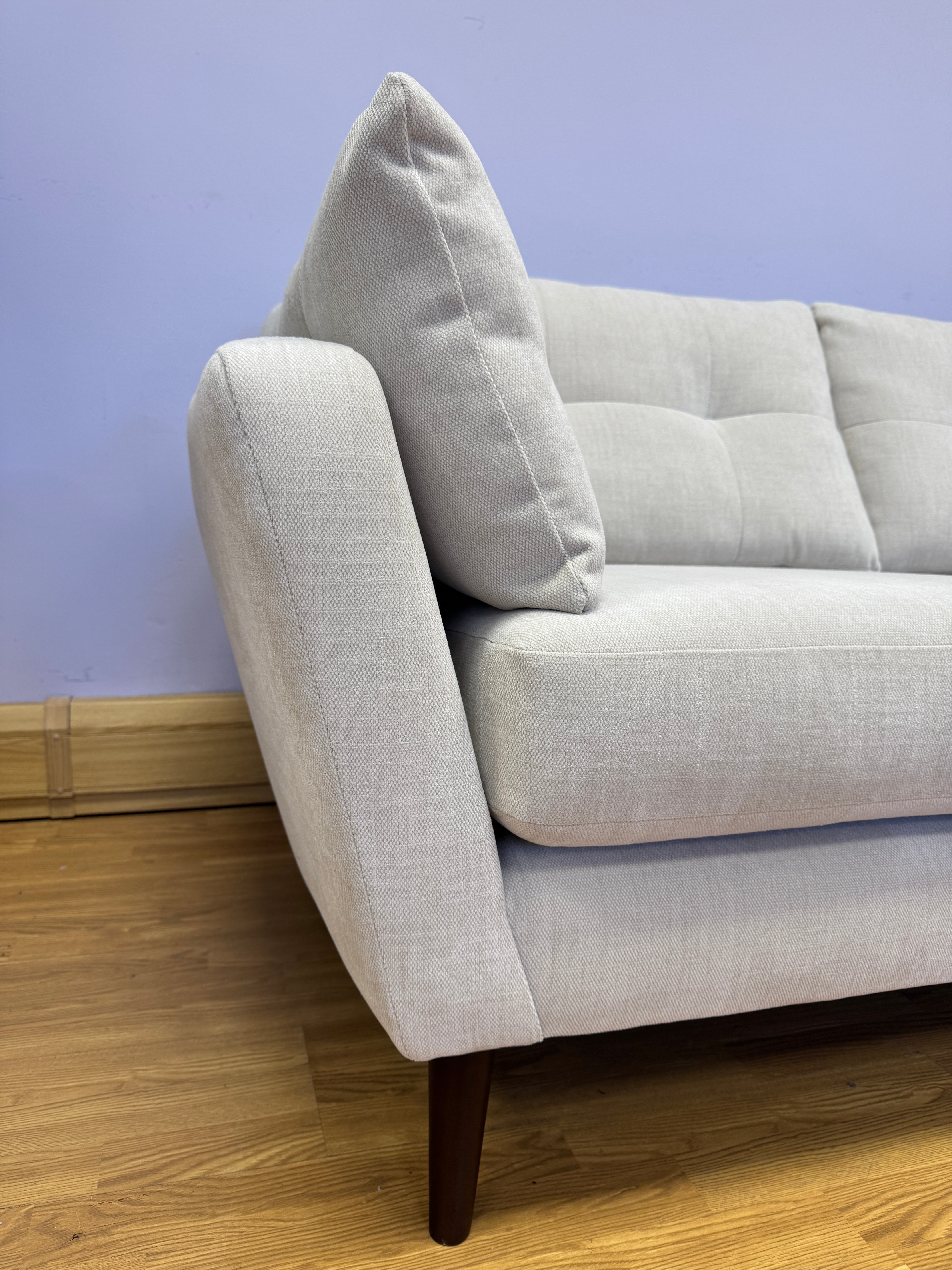 Seville 3 seater standard back sofa in natural stone slubby fabric