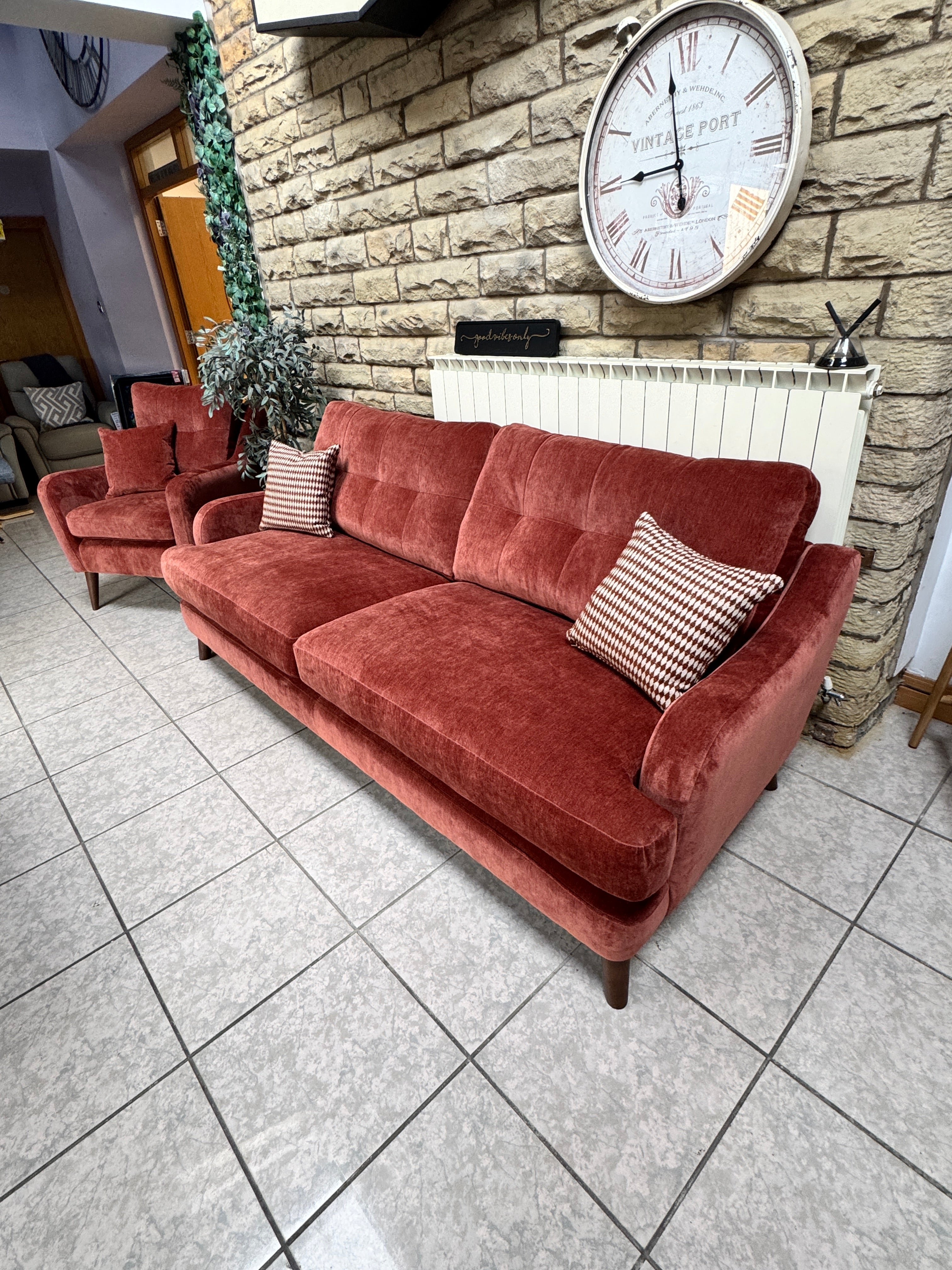 Loften large 3 seater standard back sofa in Witton Brick chenille