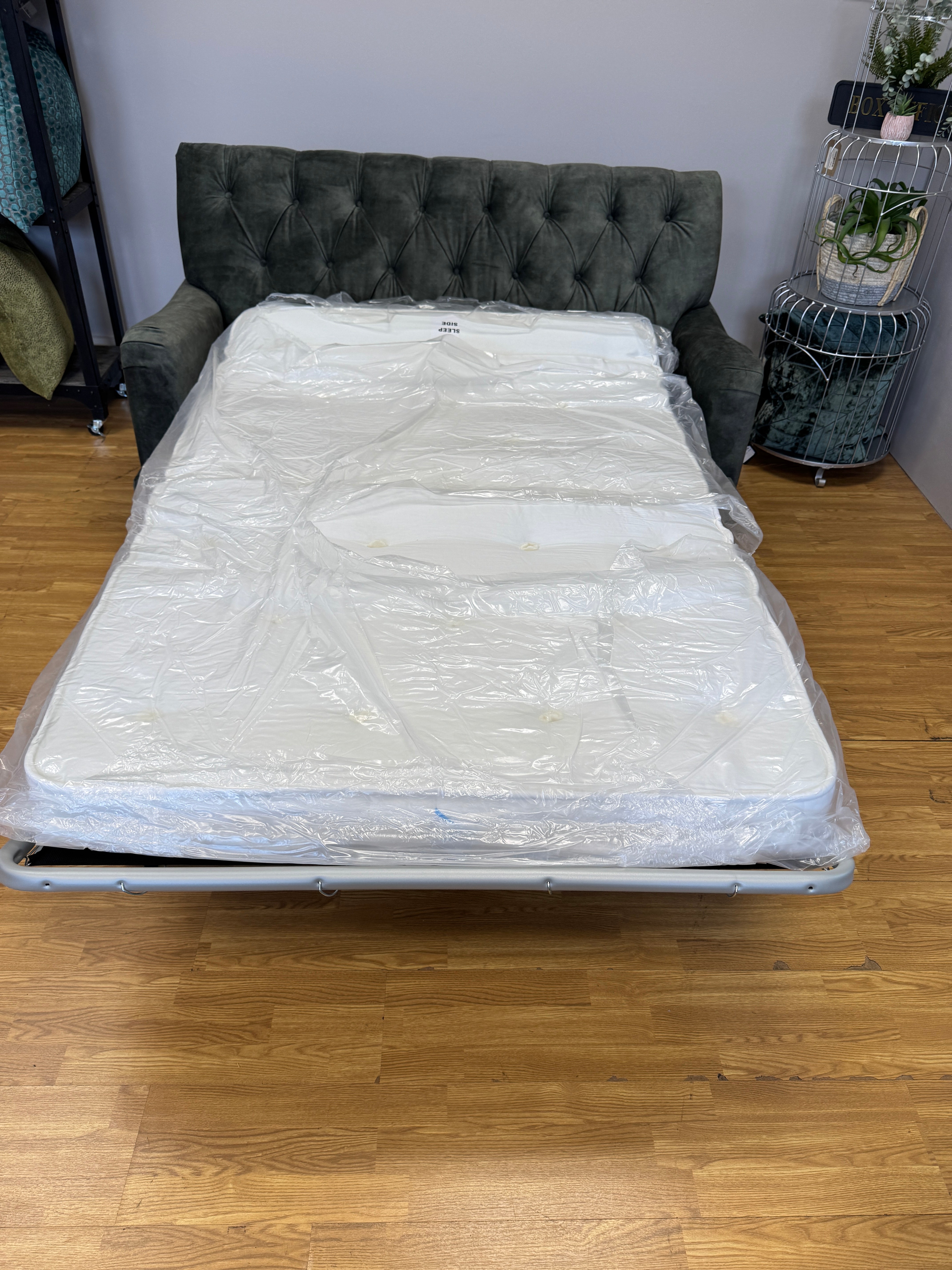 Willow & Hall Foxcote 2 seater sofa bed in Forest green vintage velvet