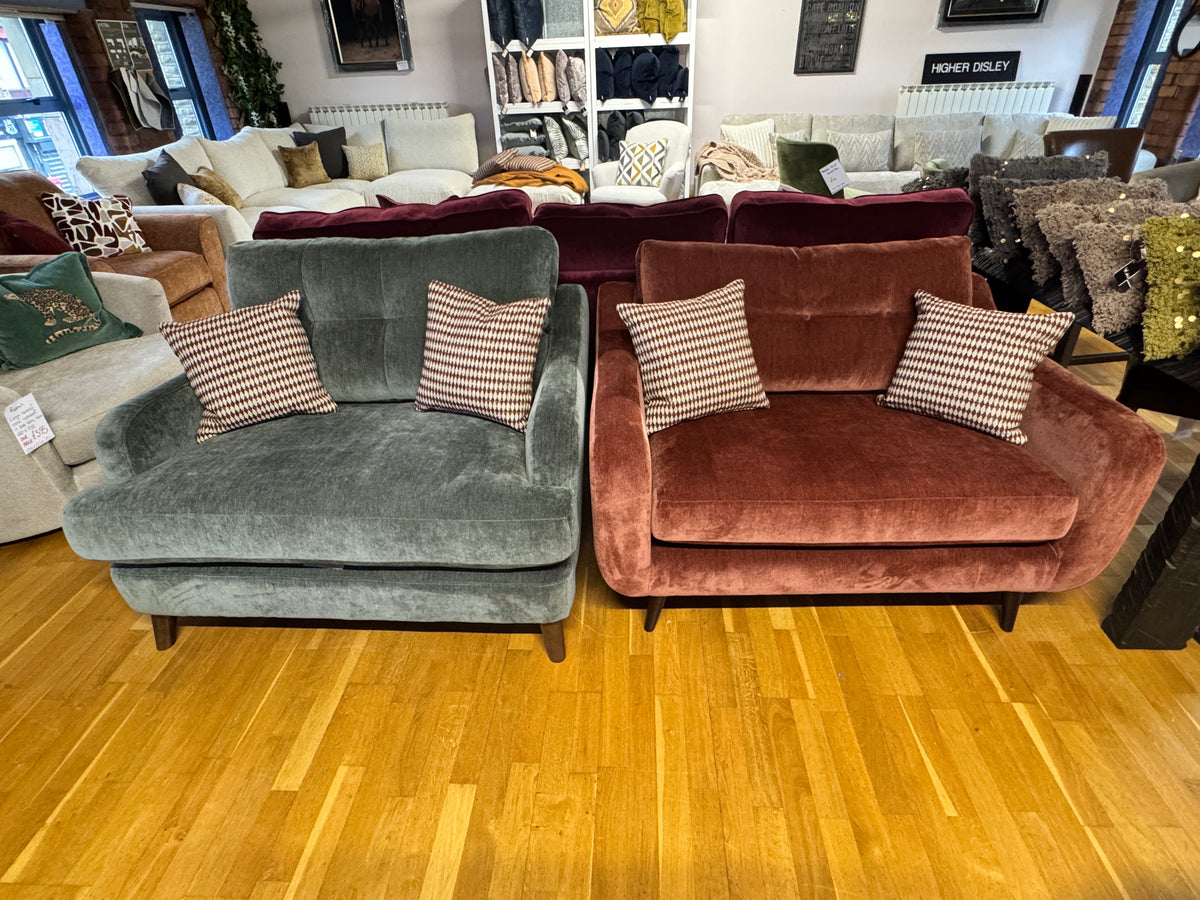 Loften loveseat in Spruce green soft chenille fabric