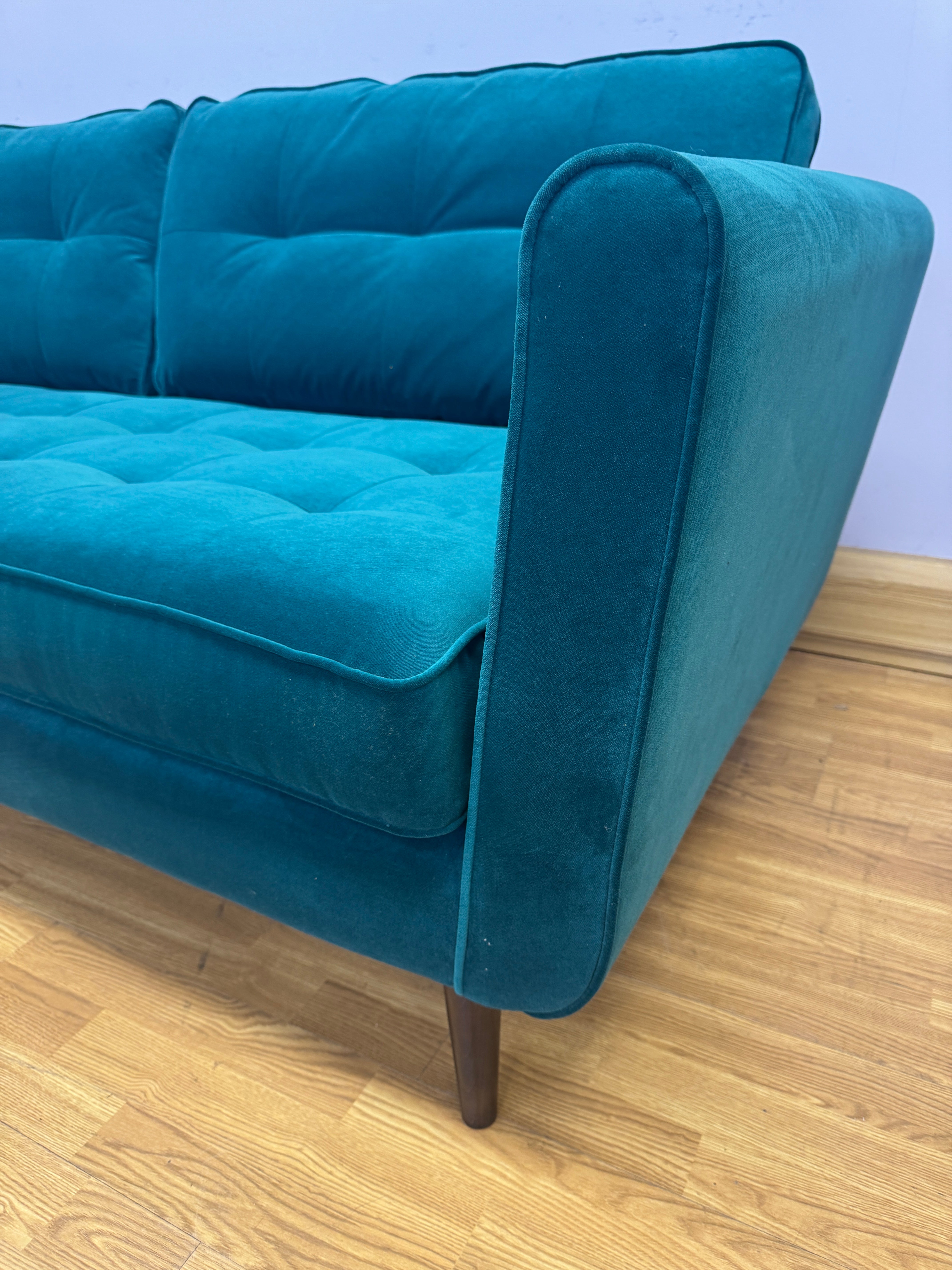 Orla Kiely Ivy large 4 seater bench seat sofa in teal velvet