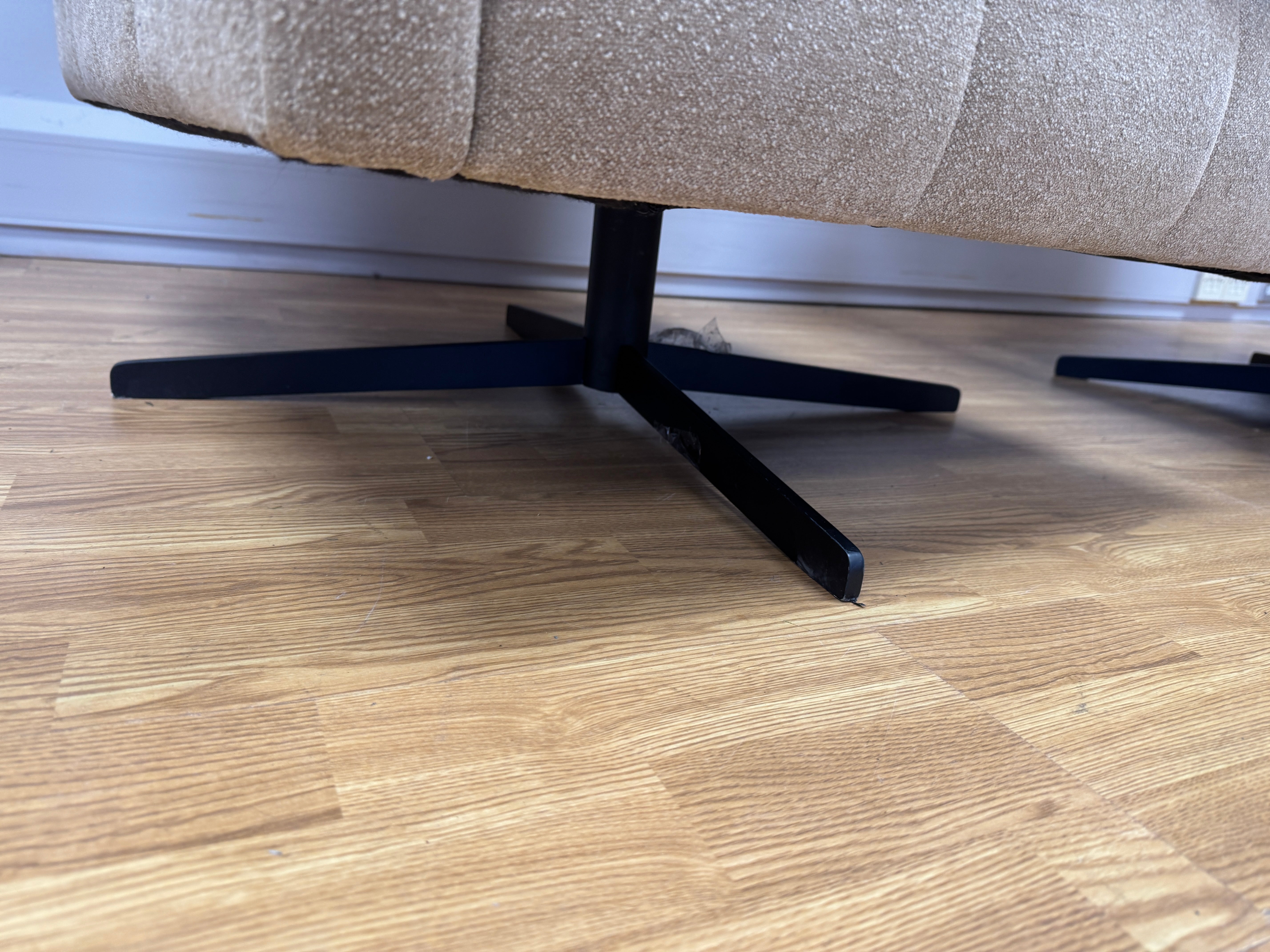 Sofology Soho swivel chair in taupe boucle fabric