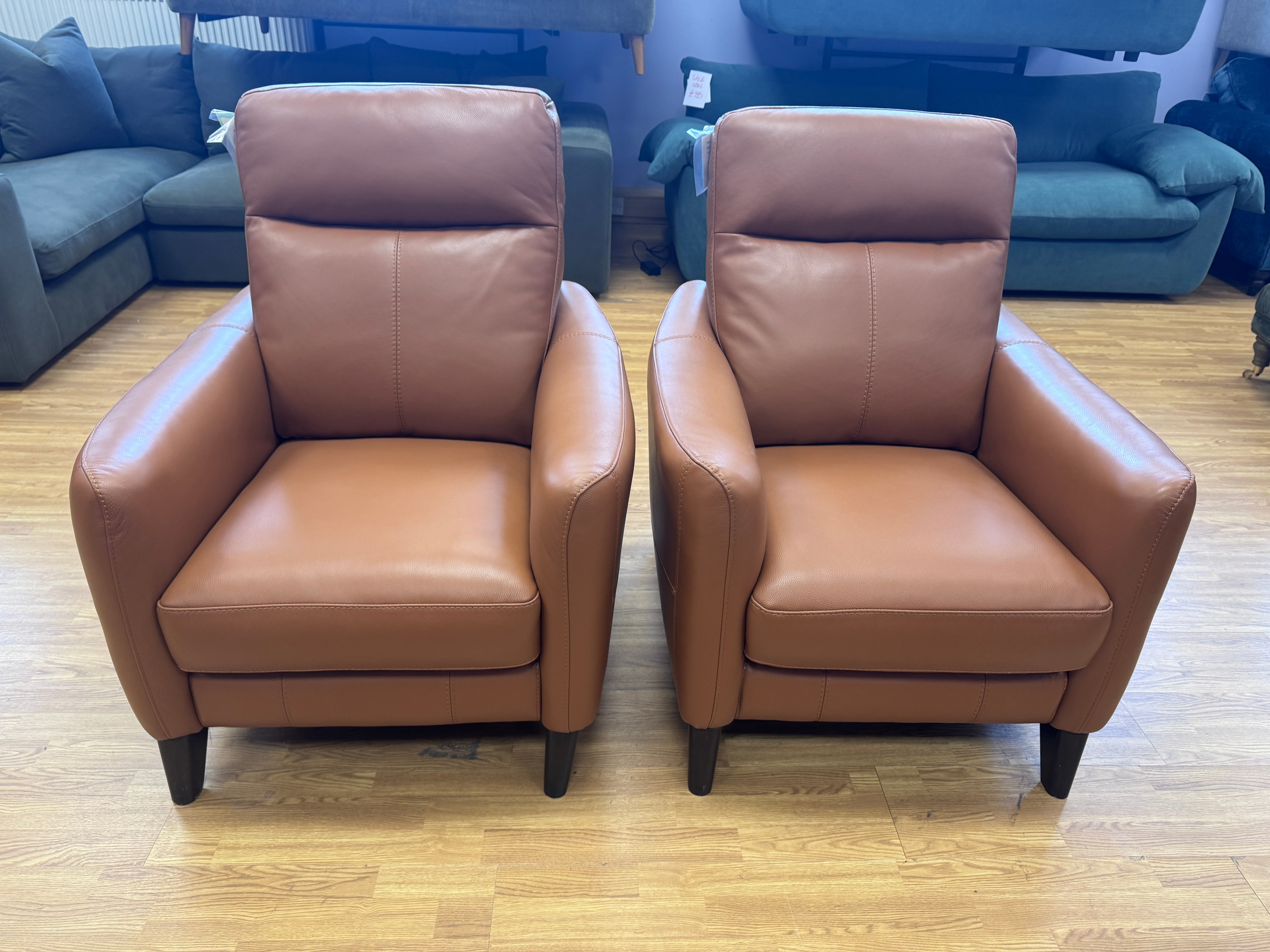 Contempo armchair in Pecan tan brown leather (pair available)