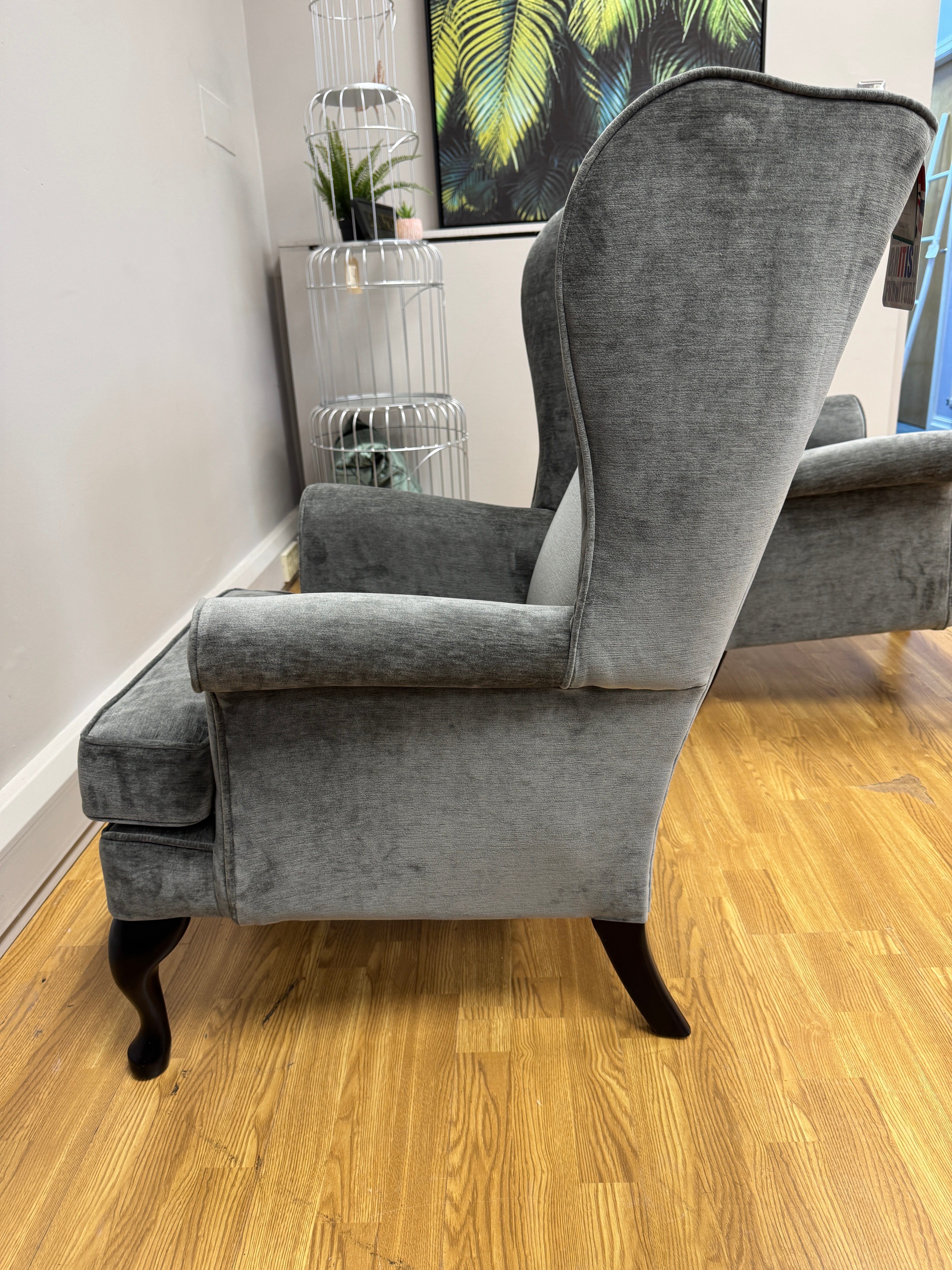 Parker Knoll Penshurst wingback chair in Grey velvet
