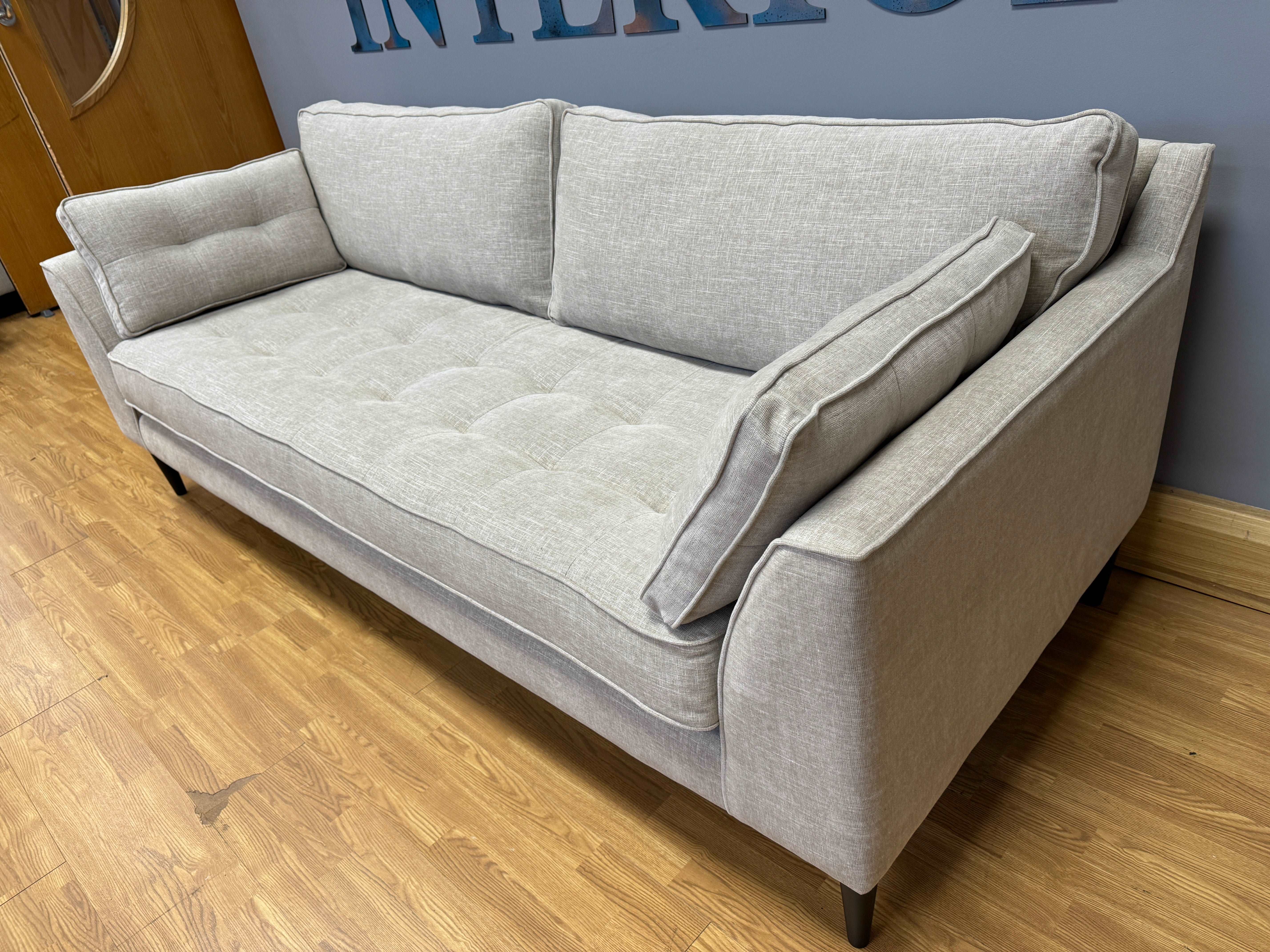 Designer Lorenzo 4 seater bench seat sofa in natural soft weave fabric RRP £1499