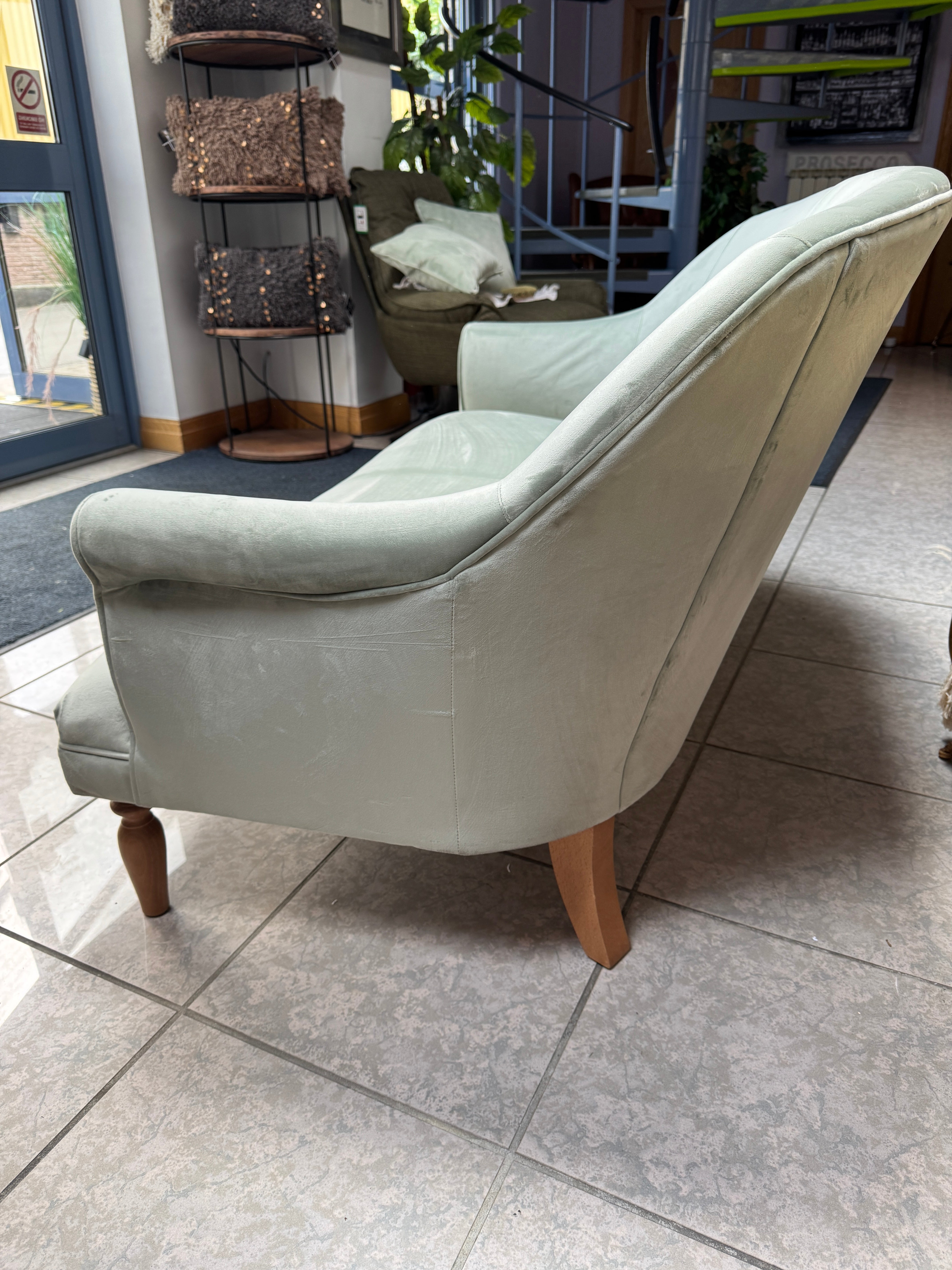 Souffle 2 seater sprung seat sofa in Mint green velvet