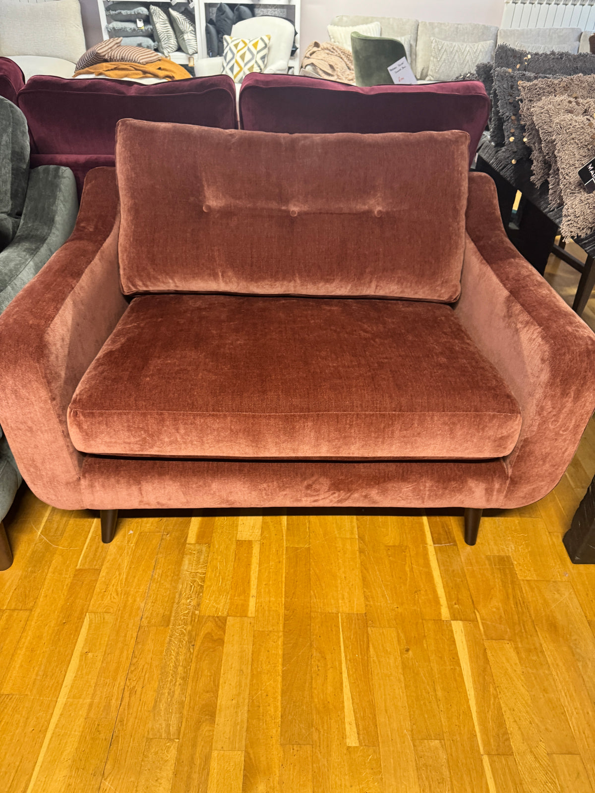 Lisbon loveseat in Witton Brick soft chenille fabric