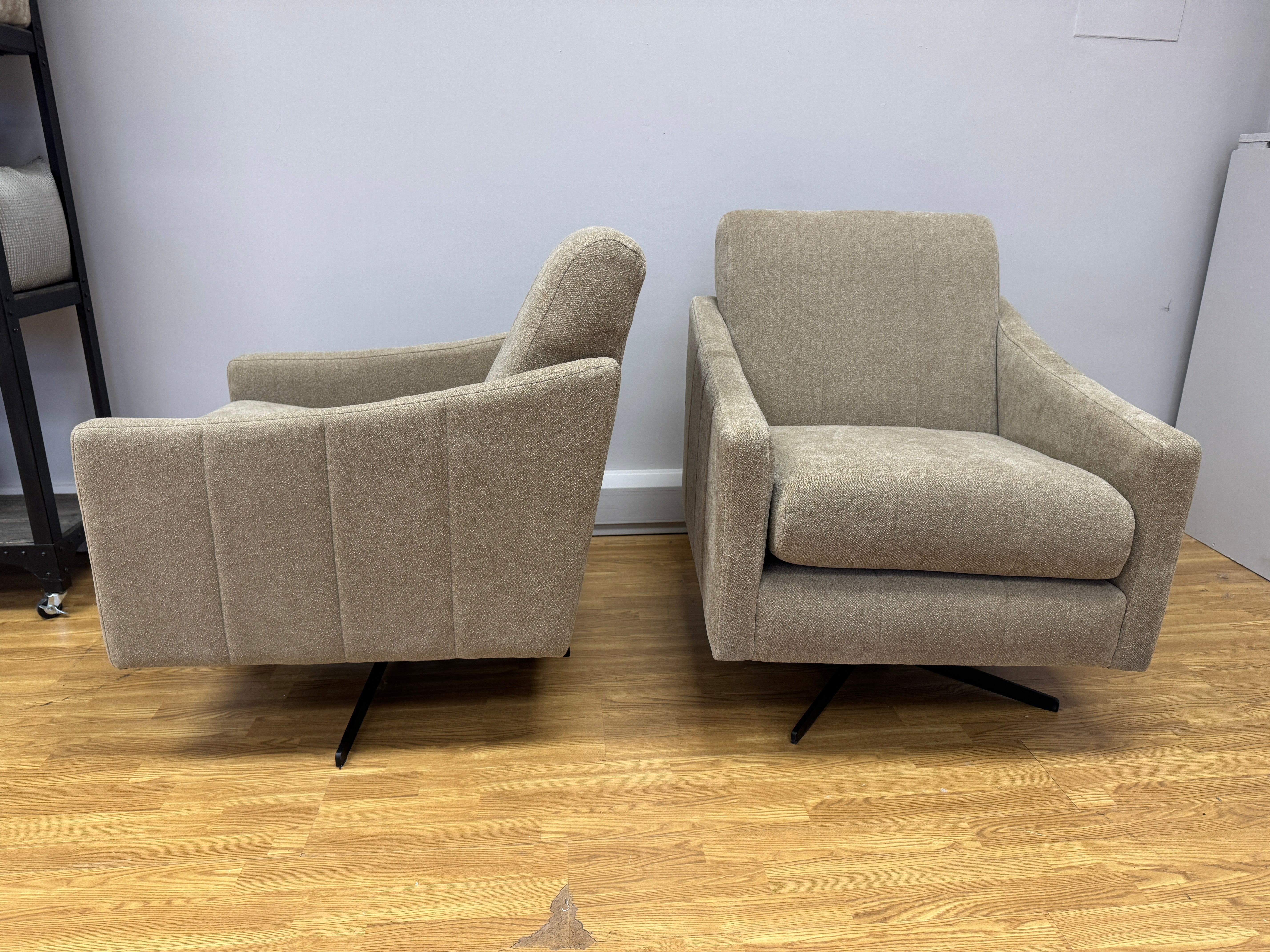 Sofology Soho swivel chair in taupe boucle fabric