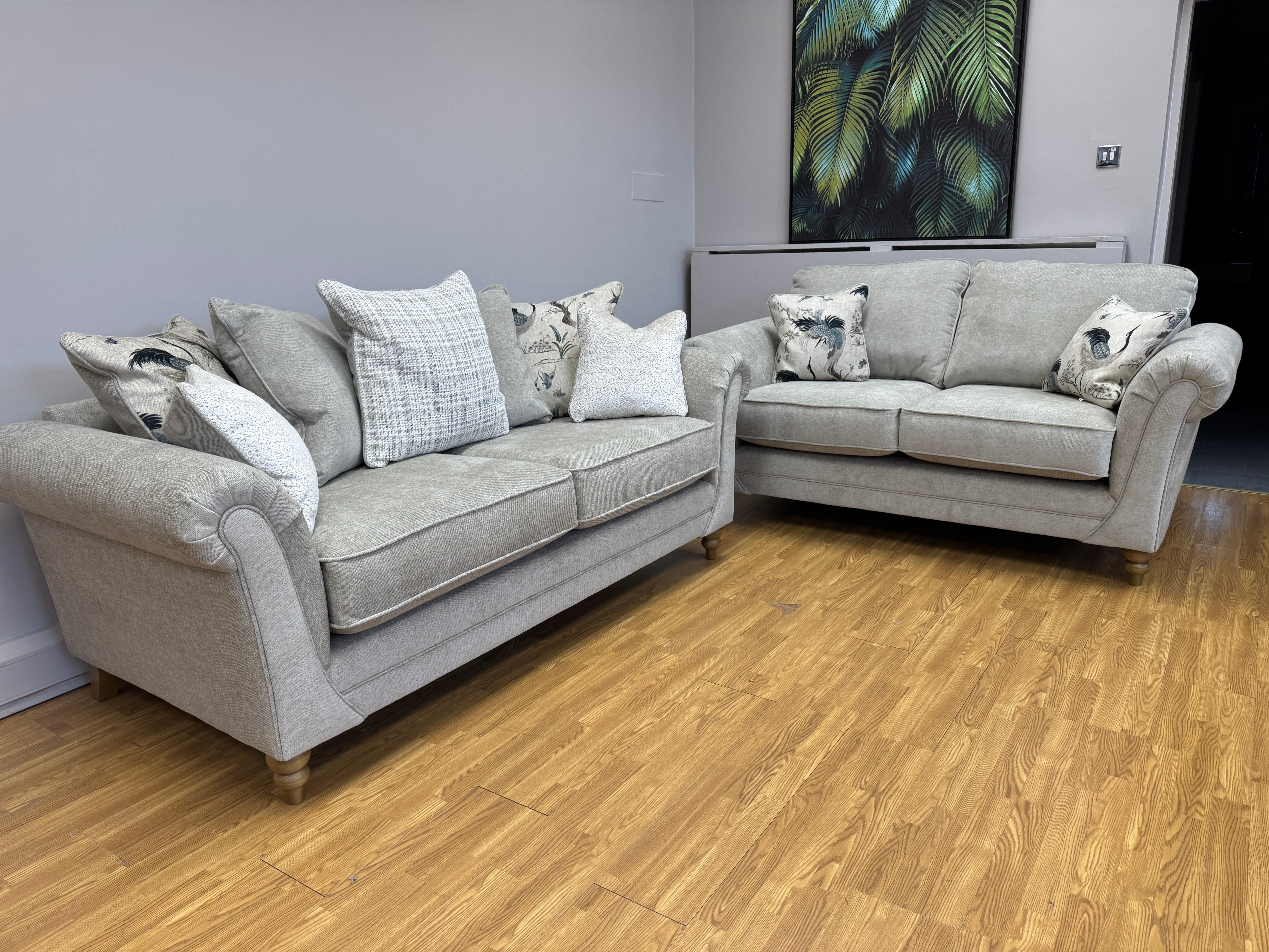 Danbury 3 seater standard back sofa in Marlon Natural fabric