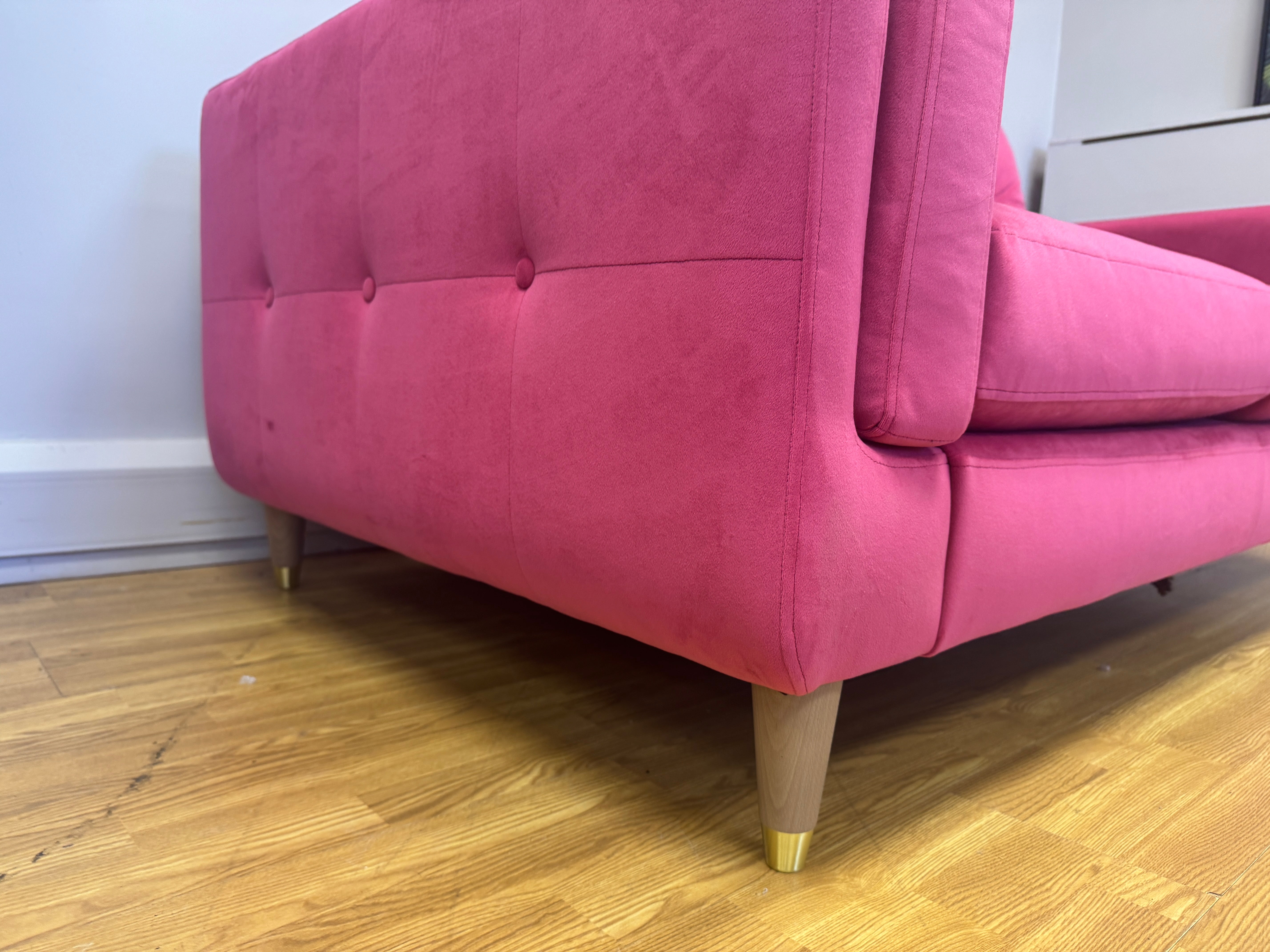 The Lounge Company Maddison 2.5 standard back sofa in Summer Punch pink velvet