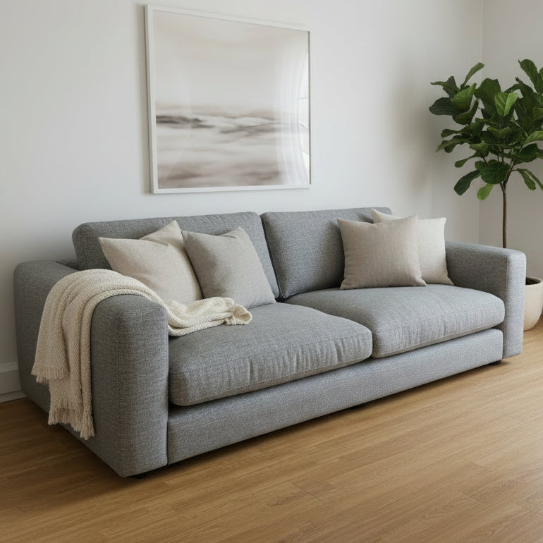 Jobber 4 seater standard back sofa in mid grey soft weave fabric