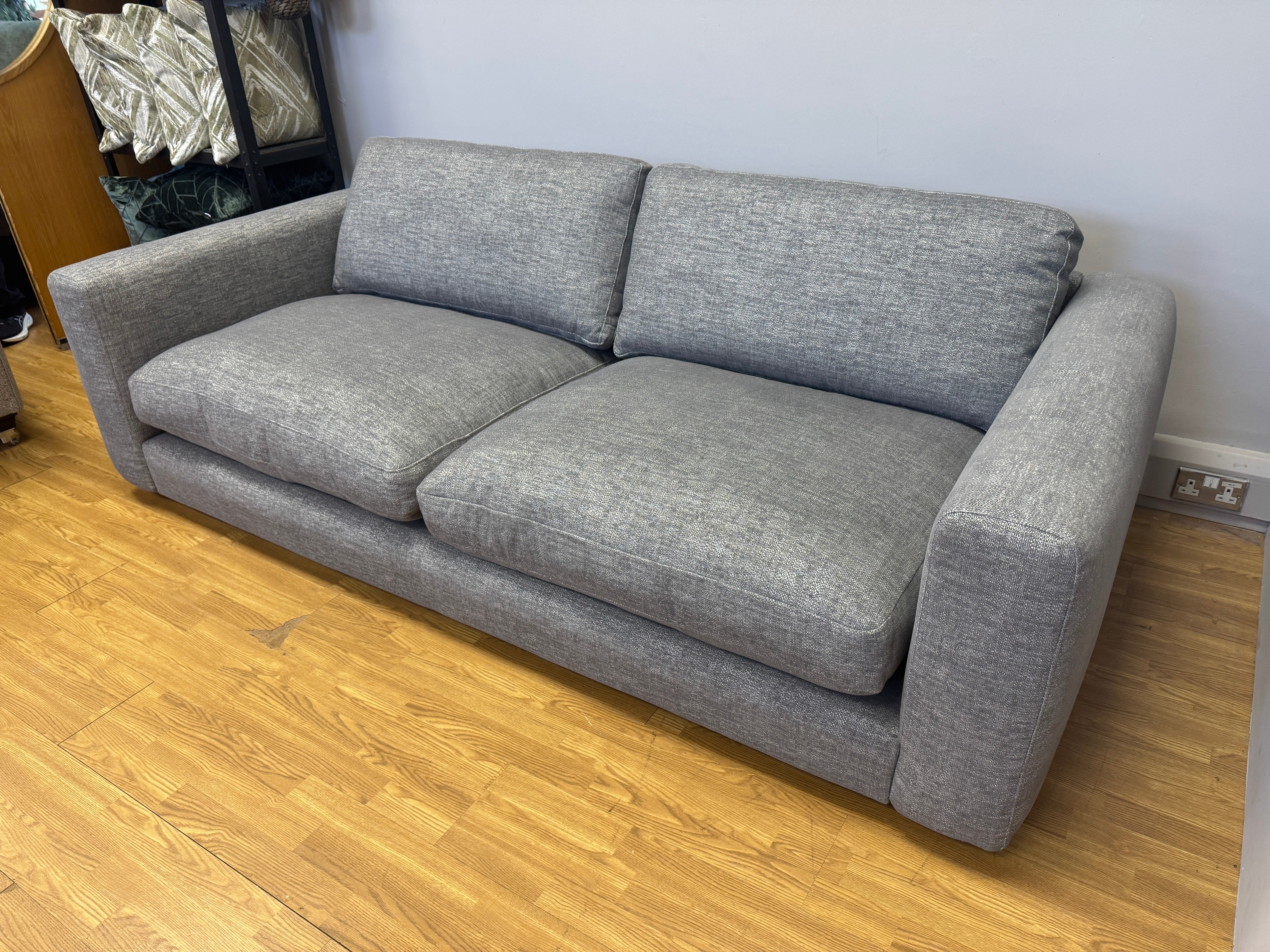 Jobber 4 seater standard back sofa in mid grey soft weave fabric